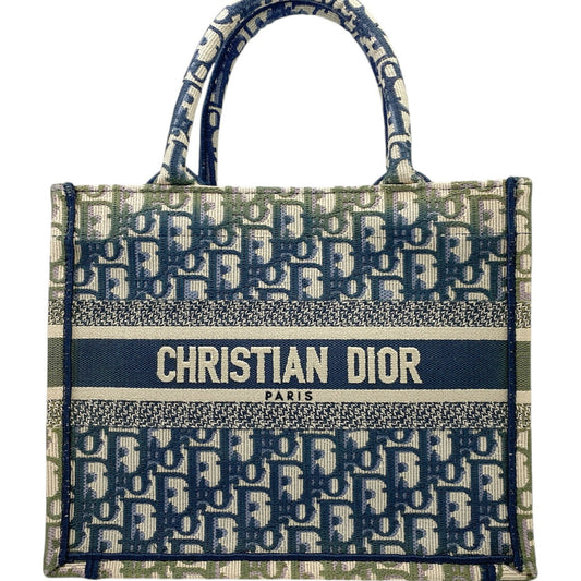 Christian Dior Khaki Navy Pink Canvas Handbag Tote Bag ()