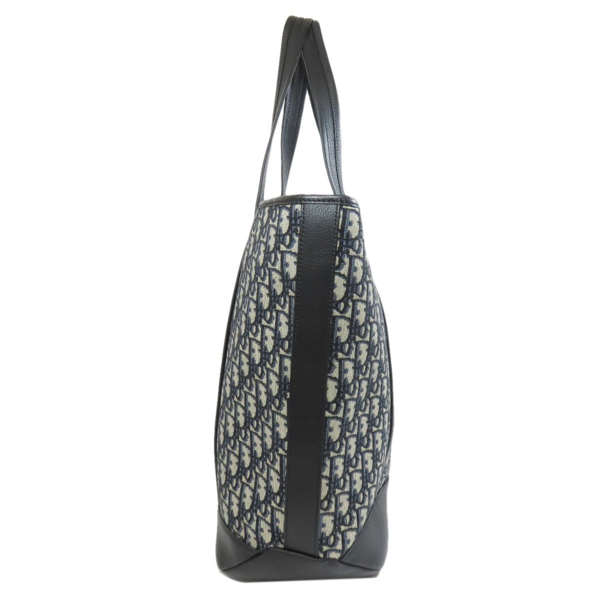 Christian Dior Navy Canvas Leather Tote Bag ()