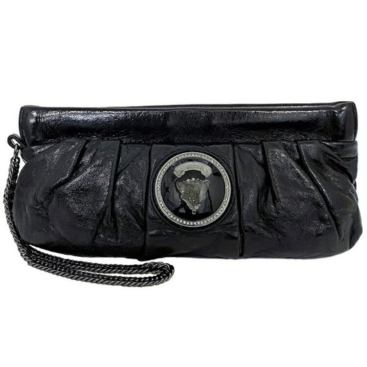 Gucci Black Leather Patent Leather Clutch Style 2
