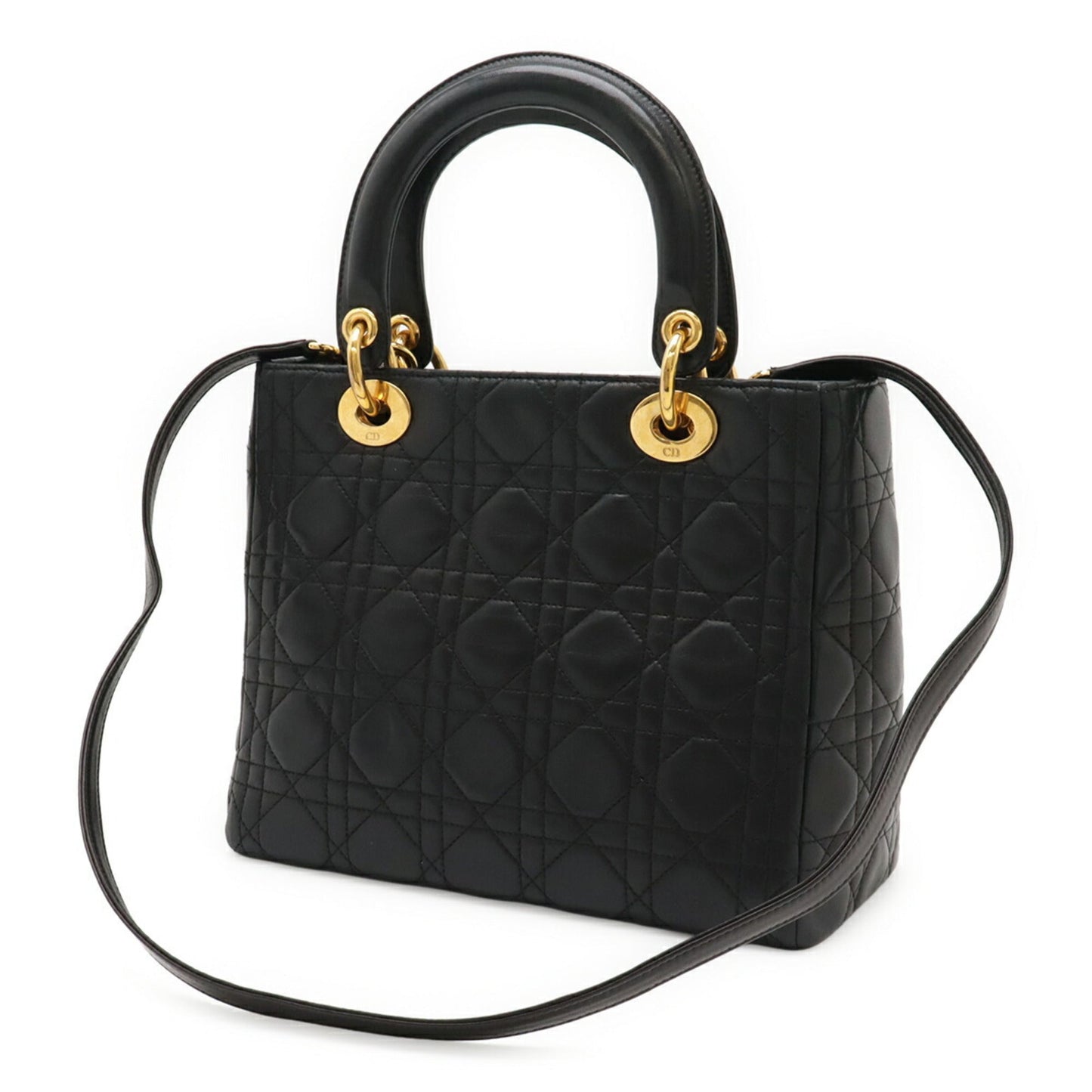 Christian Dior Black Leather Handbag Tote Bag ()