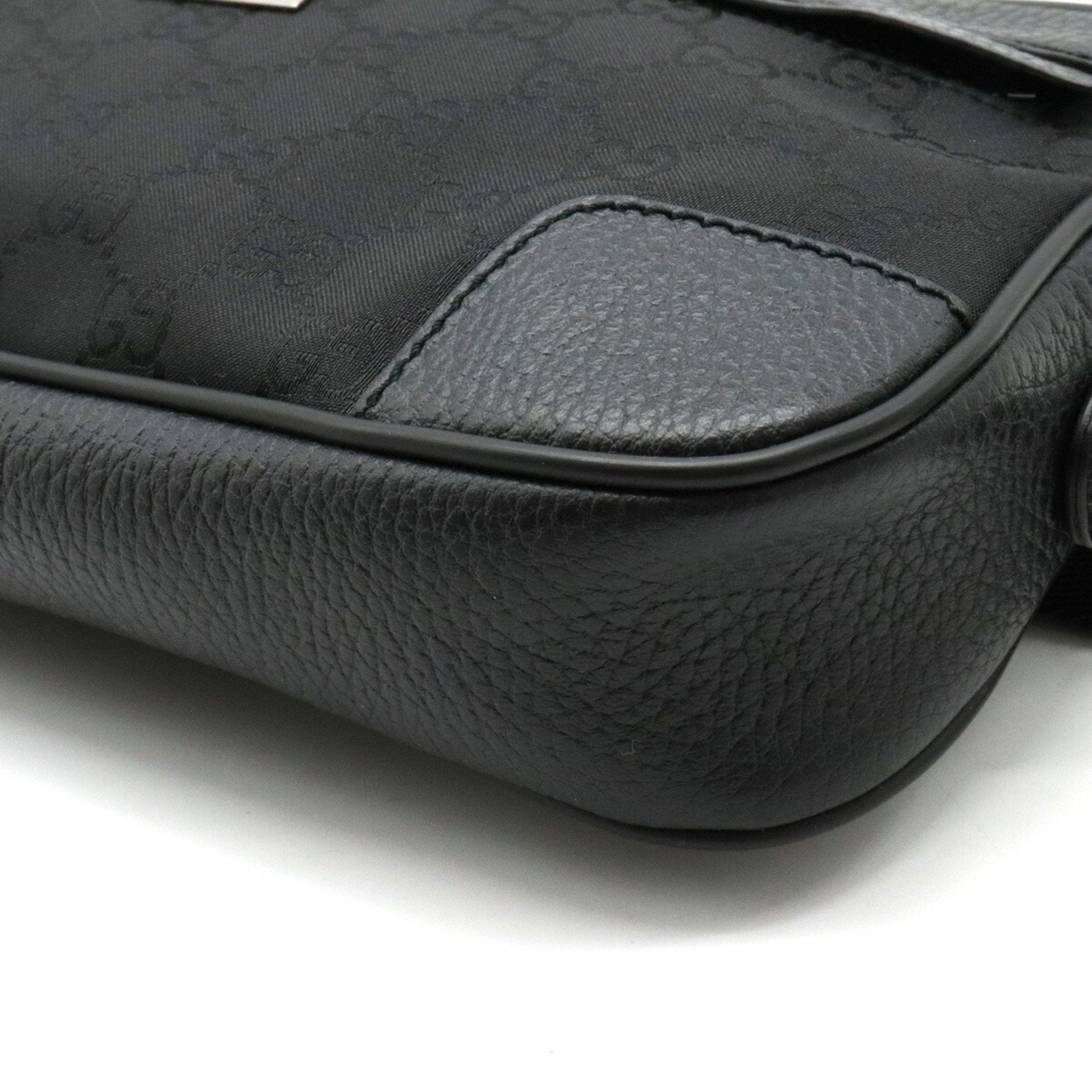 Gucci Black Leather Nylon Clutch