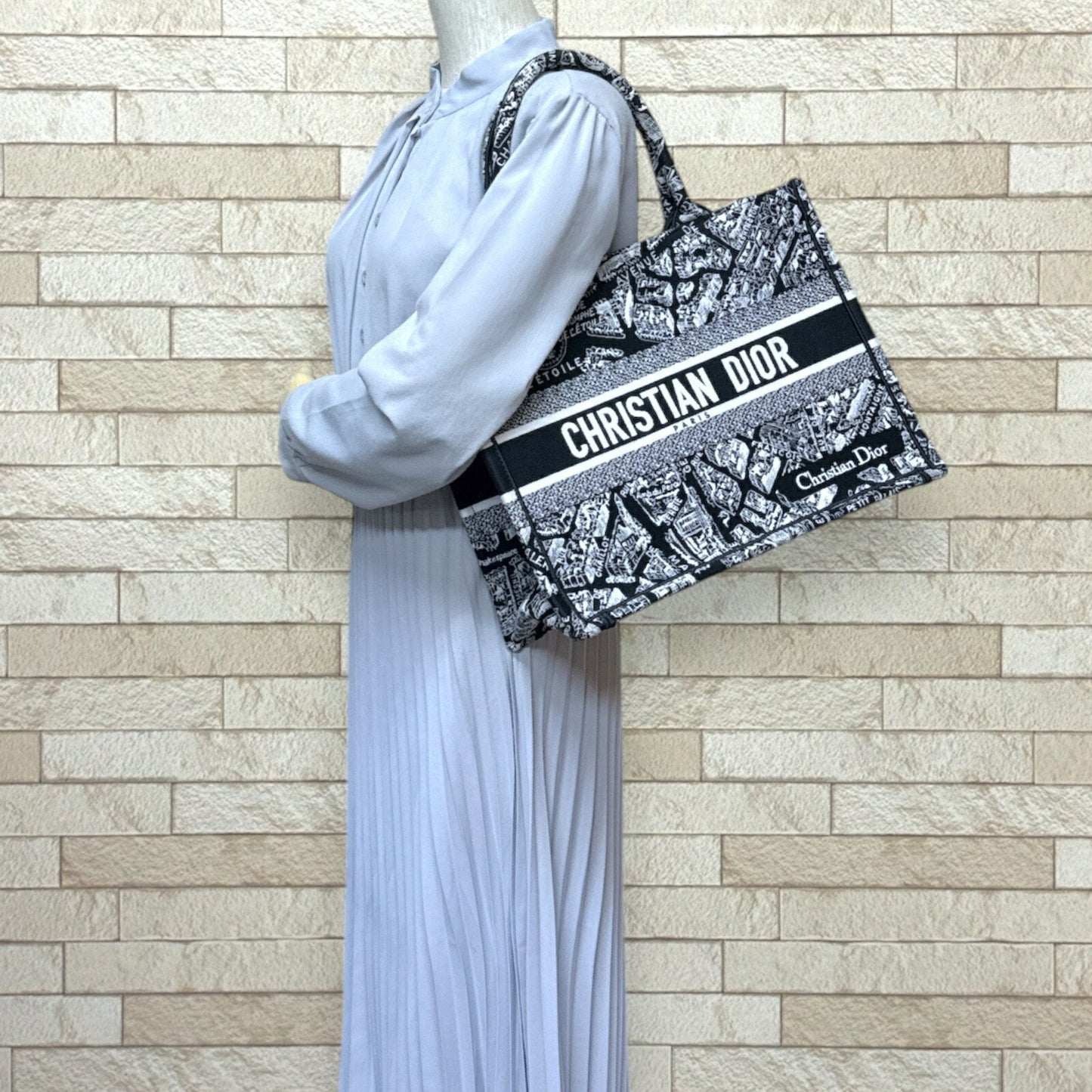 Christian Dior Black White Canvas Tote Bag ()