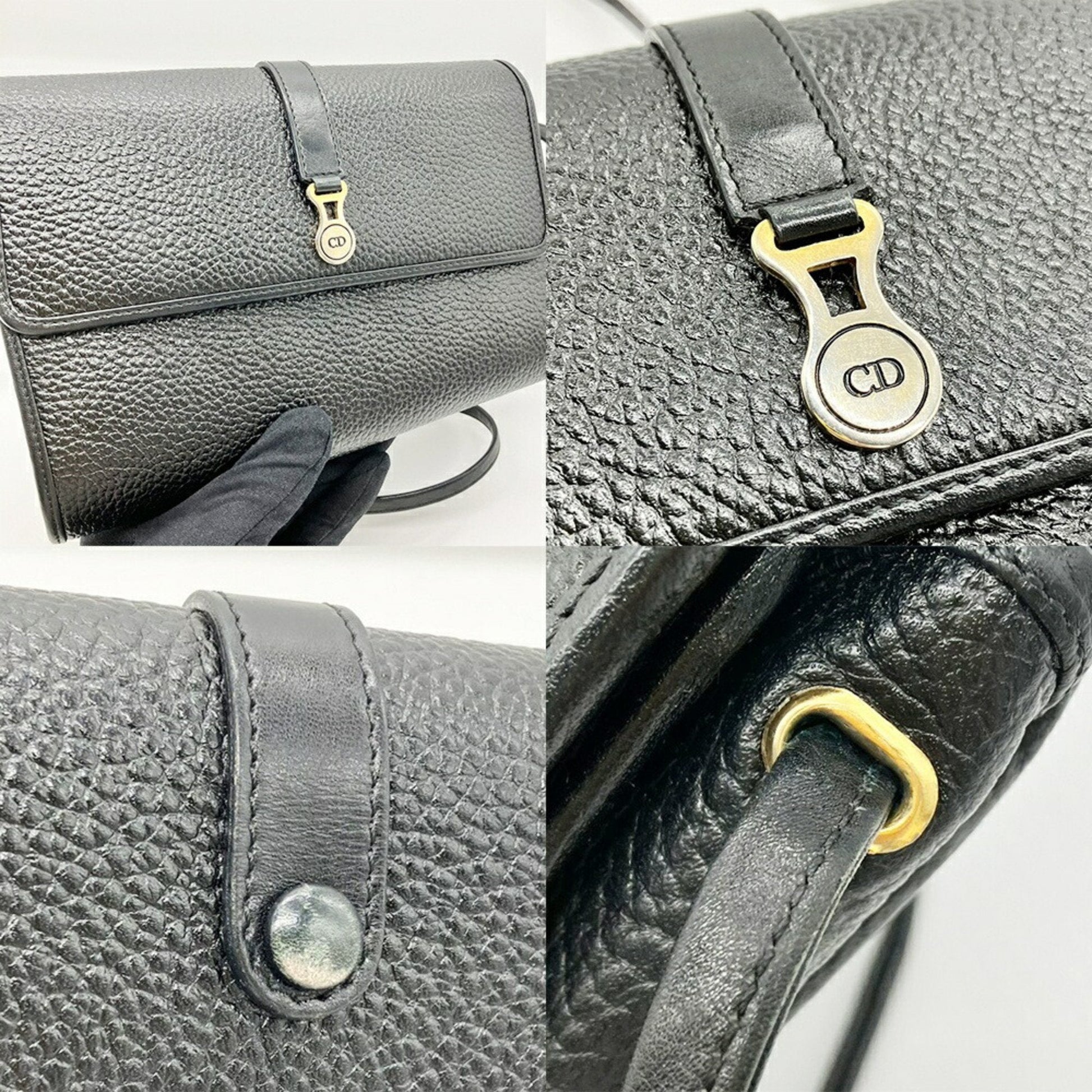 Christian Dior Black Leather Pochette Shoulder Bag ()