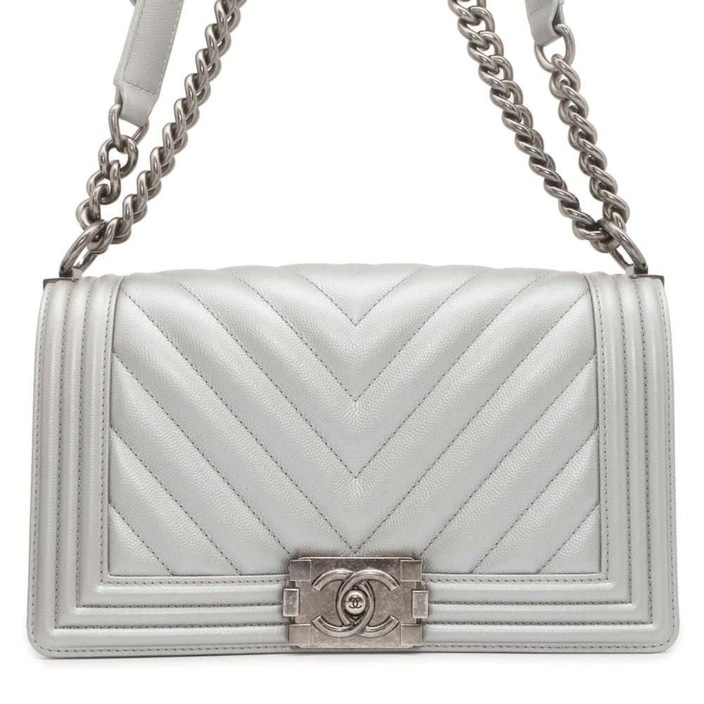 Chanel Chain Shoulder Bag Boy Chevron Caviar Skin A67086 CHANEL V Stitch Women's