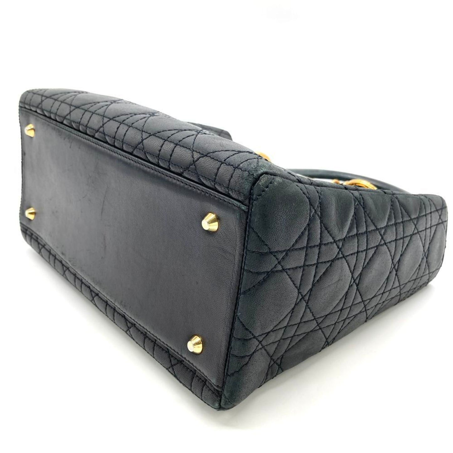 Christian Dior Lady Dior Black Leather Handbag ()