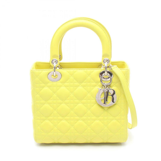 Christian Dior Lady Dior Yellow Leather Handbag ()