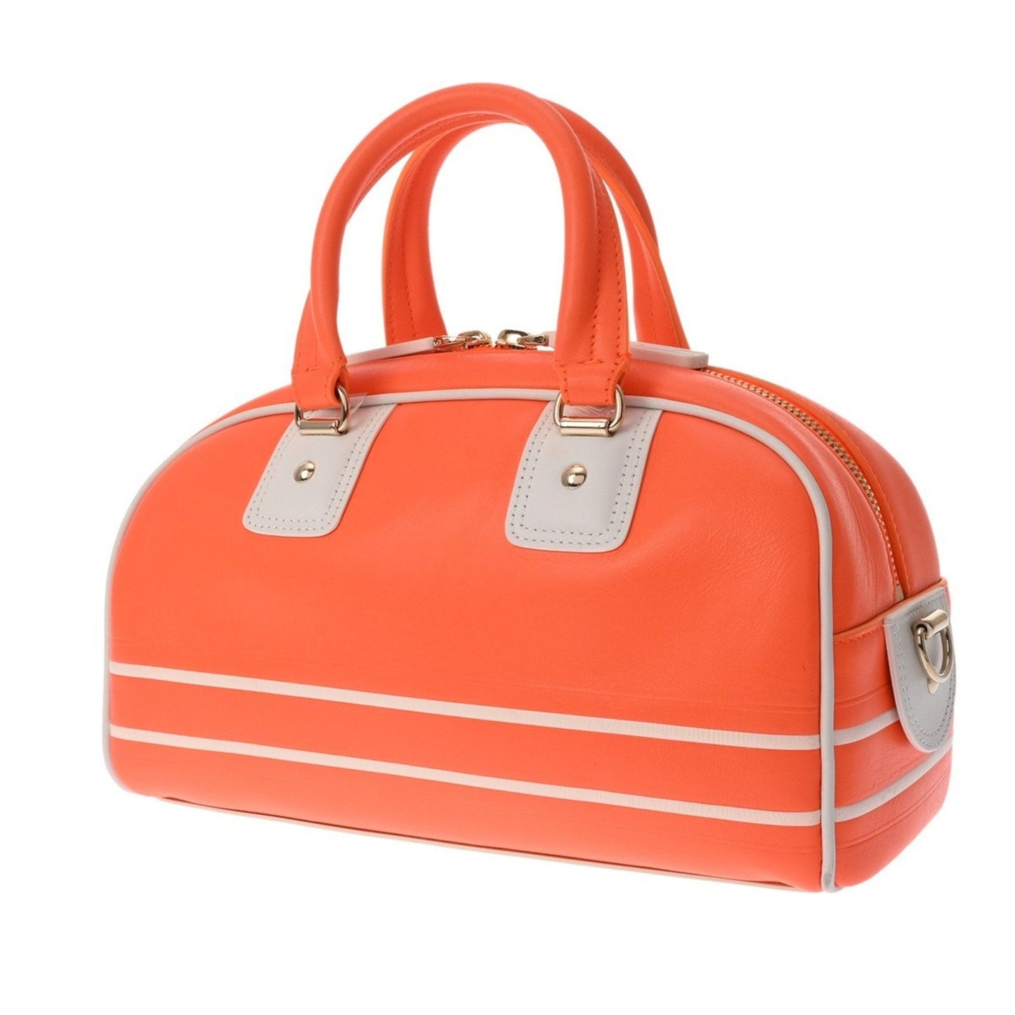 Christian Dior Orange White Leather Handbag ()