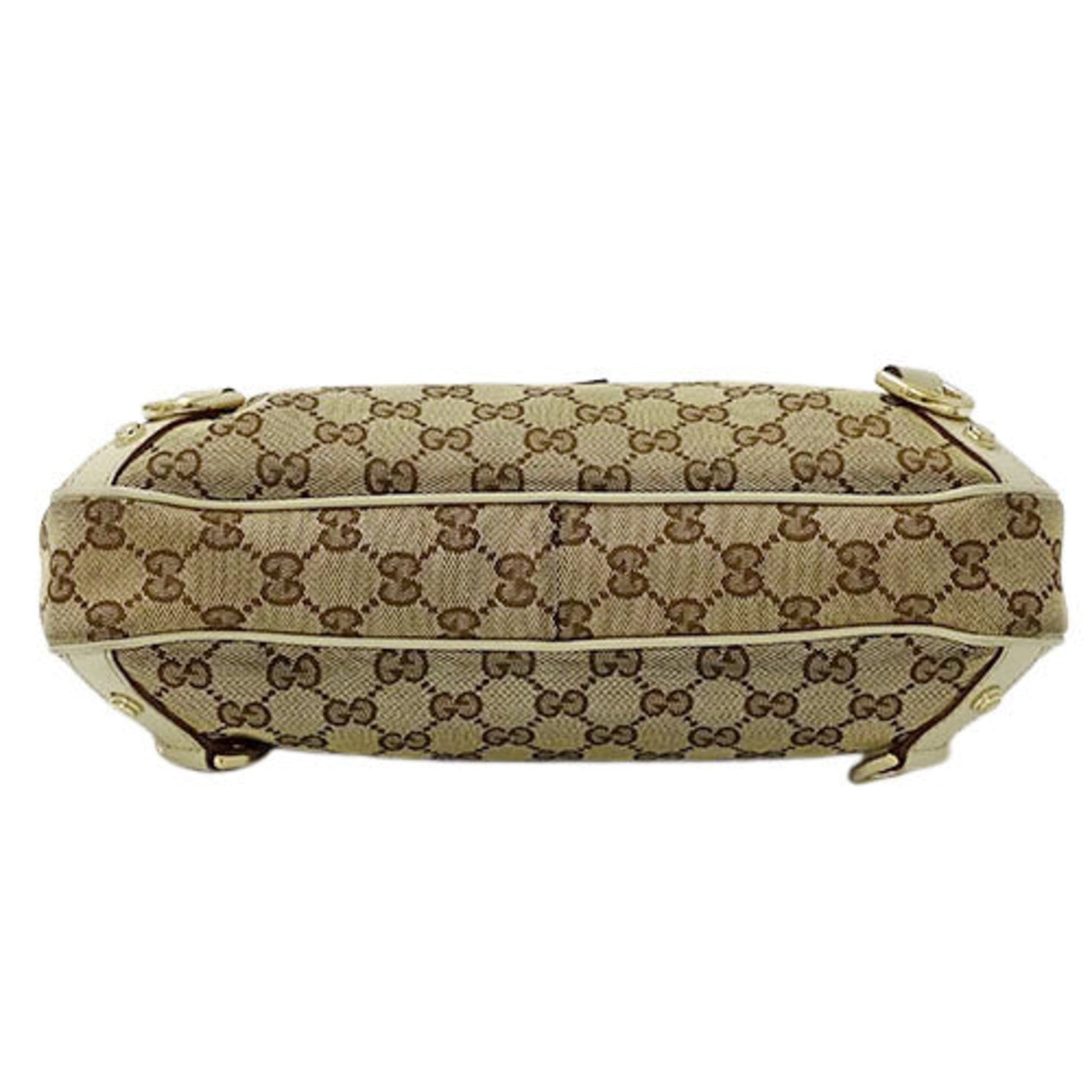 Gucci Abbey Brown Leather Canvas Shoulder Bag Style 2