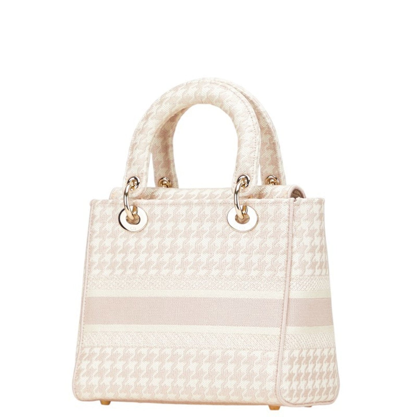 Christian Dior Lady Dior Pink White Canvas Handbag Shoulder Bag ()