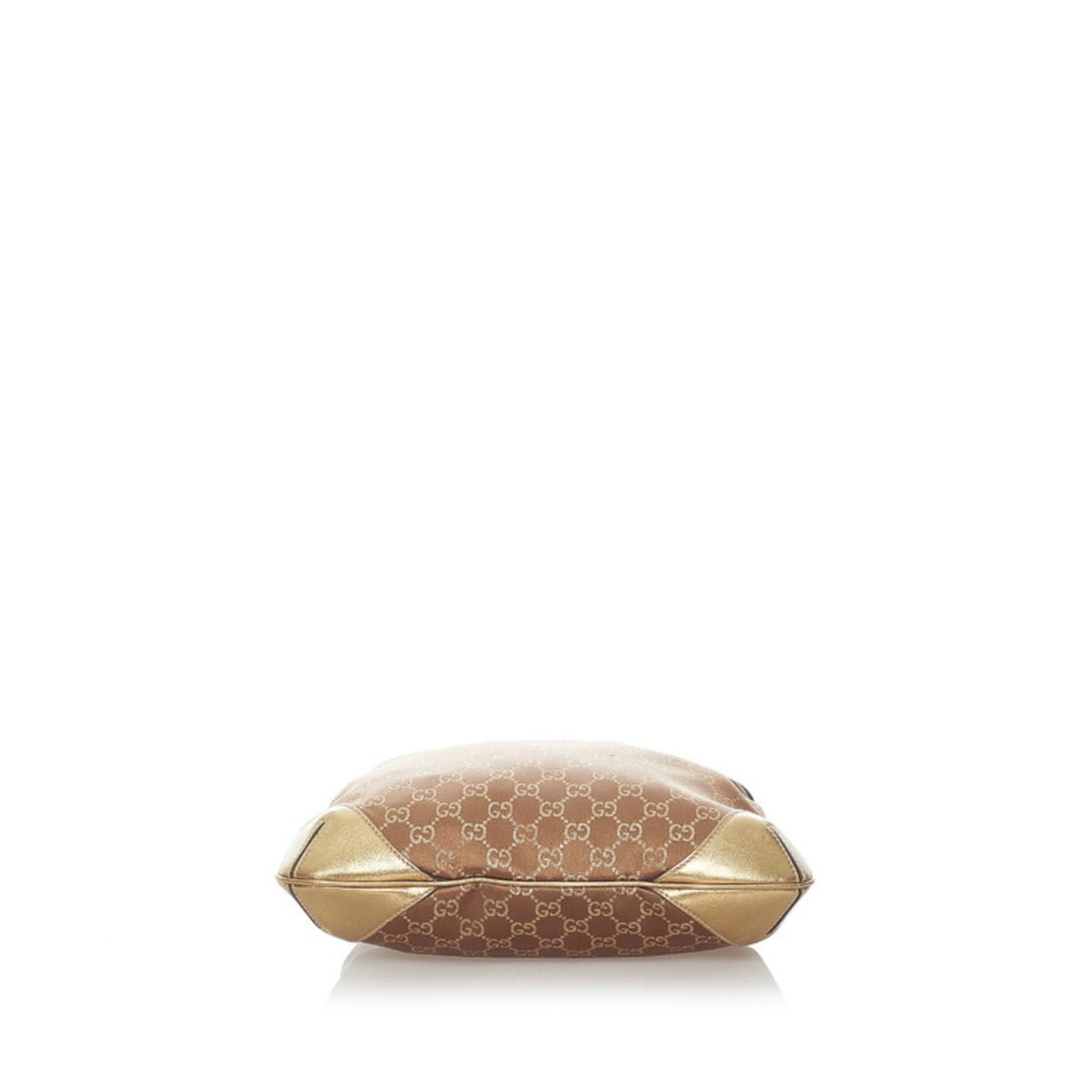 Gucci Gold Leather Canvas Shoulder Bag