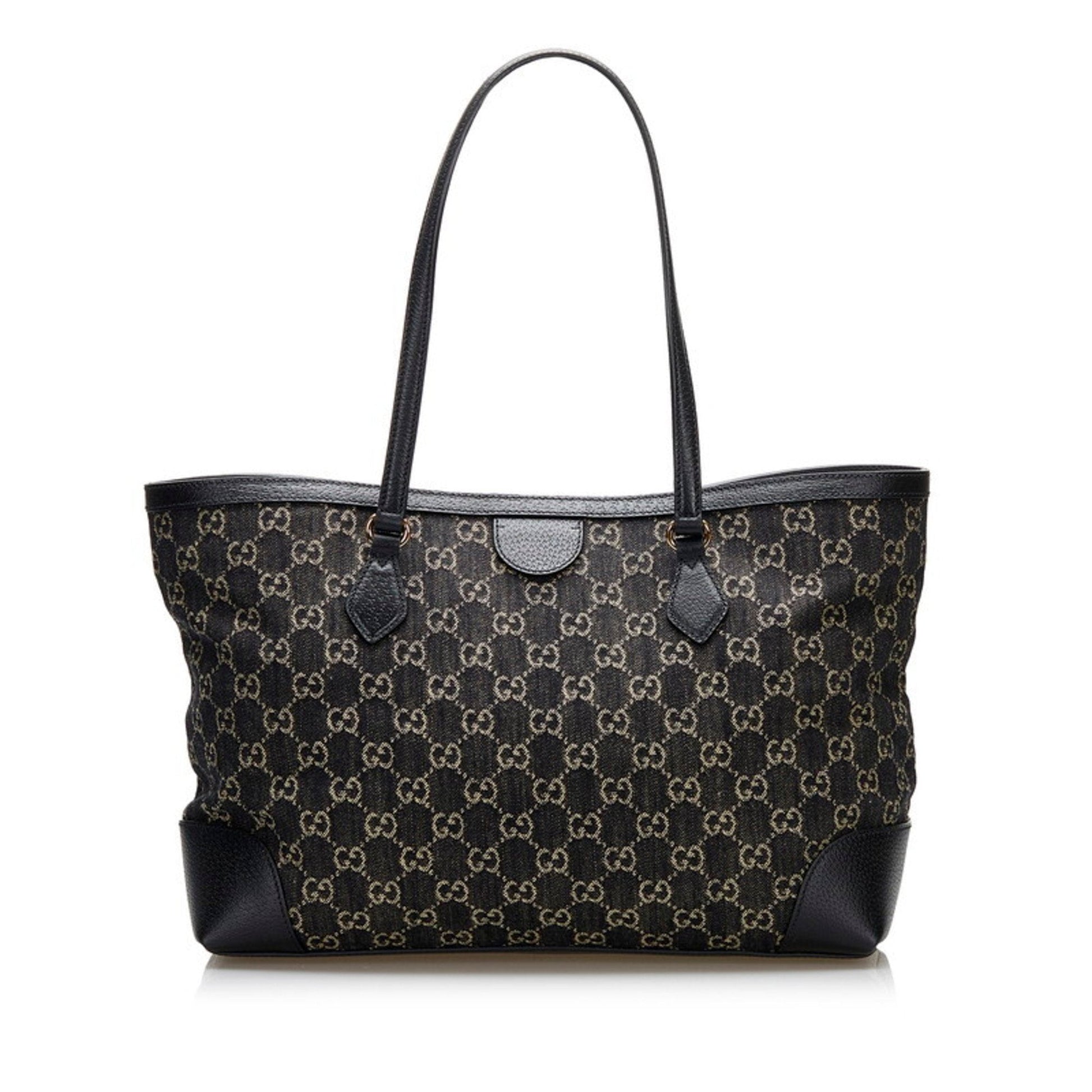 Gucci Offdia GG Medium Tote Bag 631685 Black Canvas Leather Ladies GUCCI