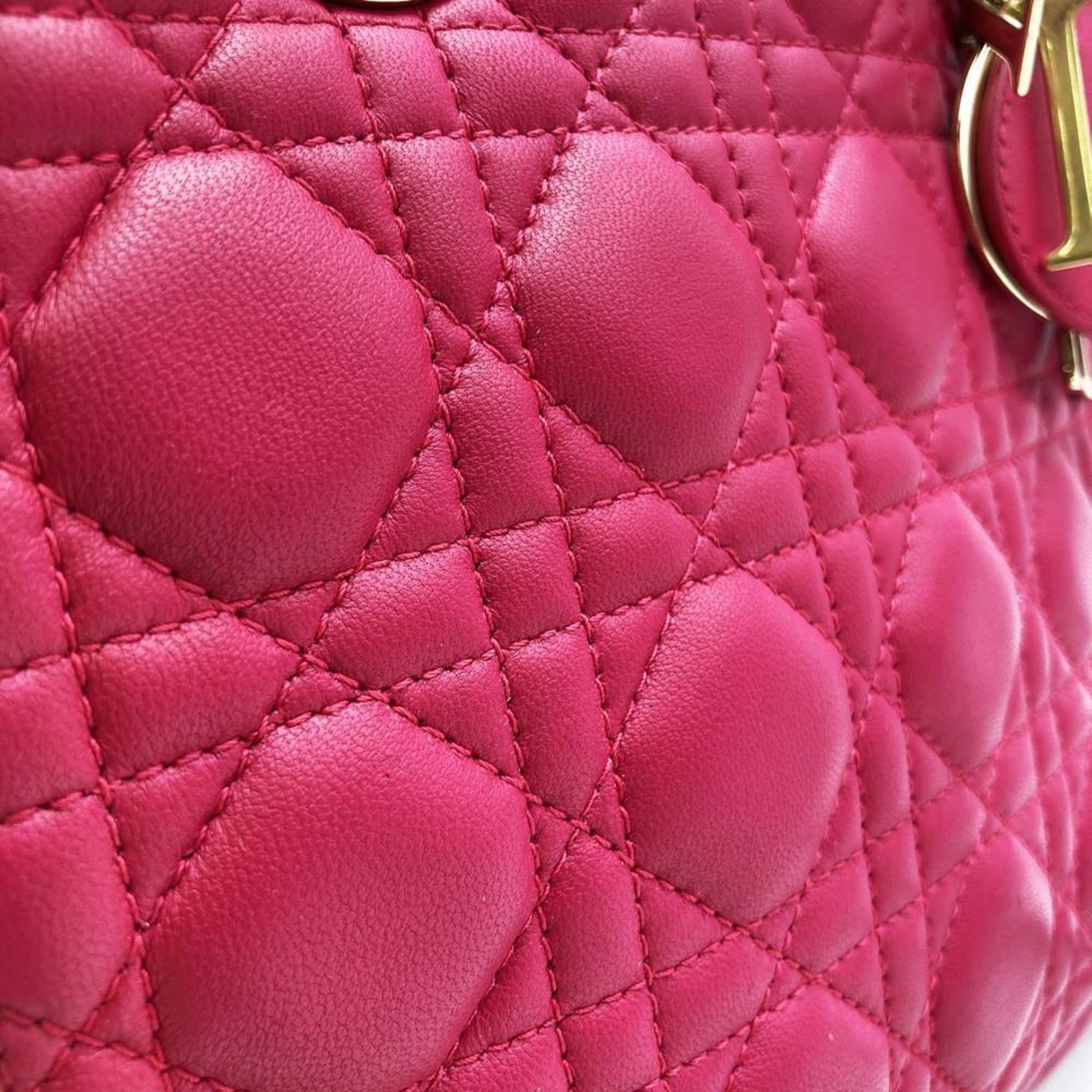 Christian Dior Pink Leather Handbag Shoulder Bag ()