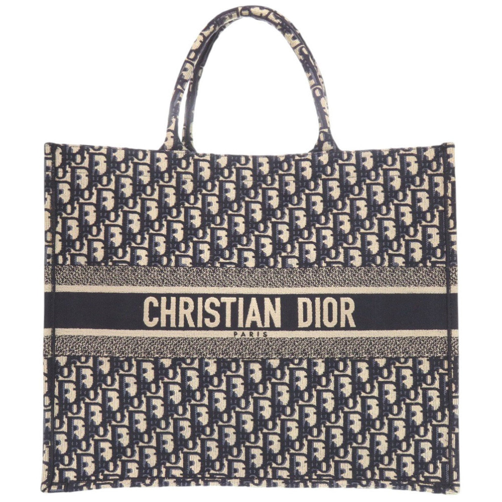 Christian Dior Beige Navy Canvas Tote Bag ()