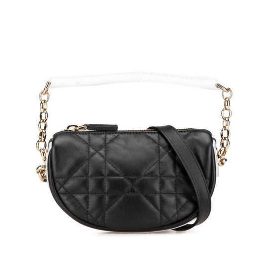 Christian Dior Black White Leather Handbag Shoulder Bag ()