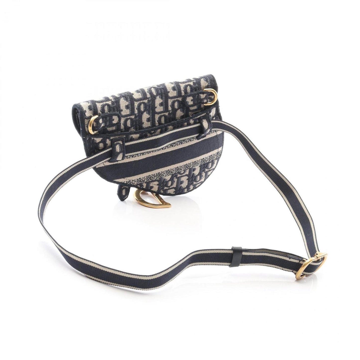 Christian Dior Beige Navy Canvas Fanny Pack Saddle Bag ()