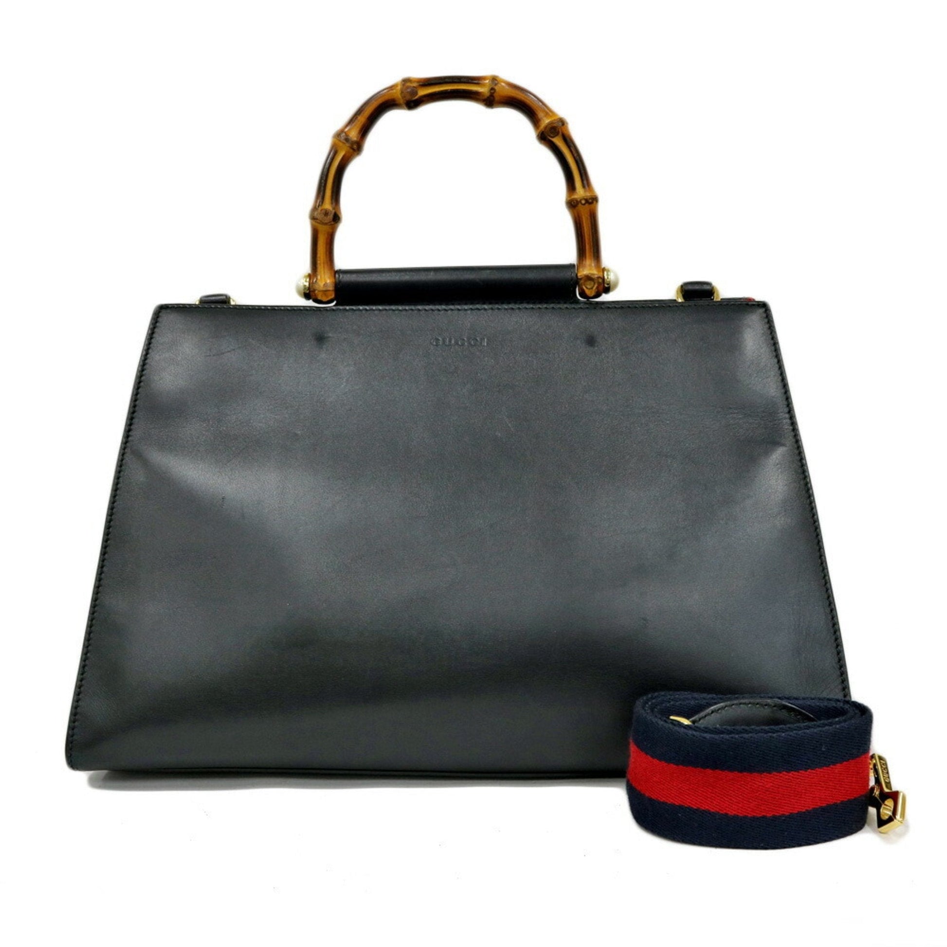 Gucci Bamboo Black Leather Shoulder Bag Style 9