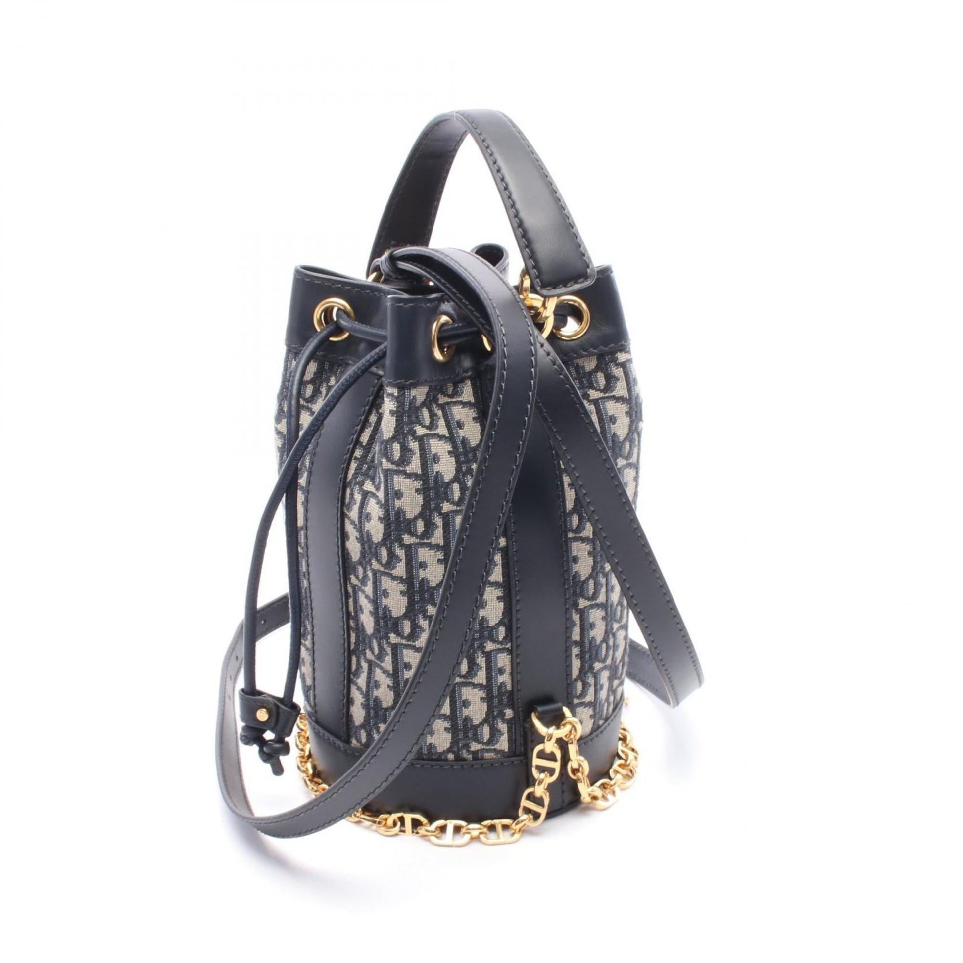 Christian Dior Gray Navy Canvas Leather Backpack ()