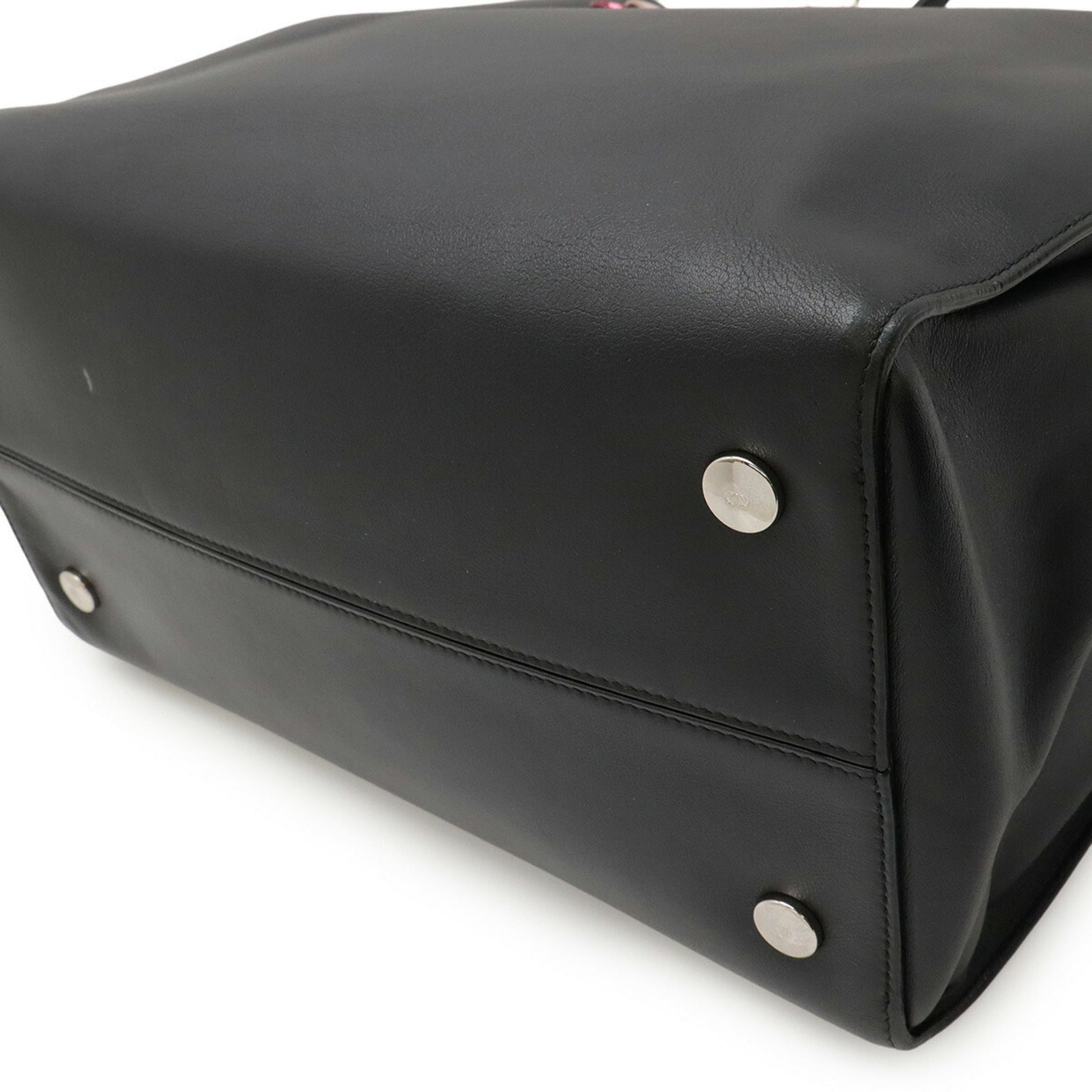 Christian Dior Black Pink Leather Tote Bag ()