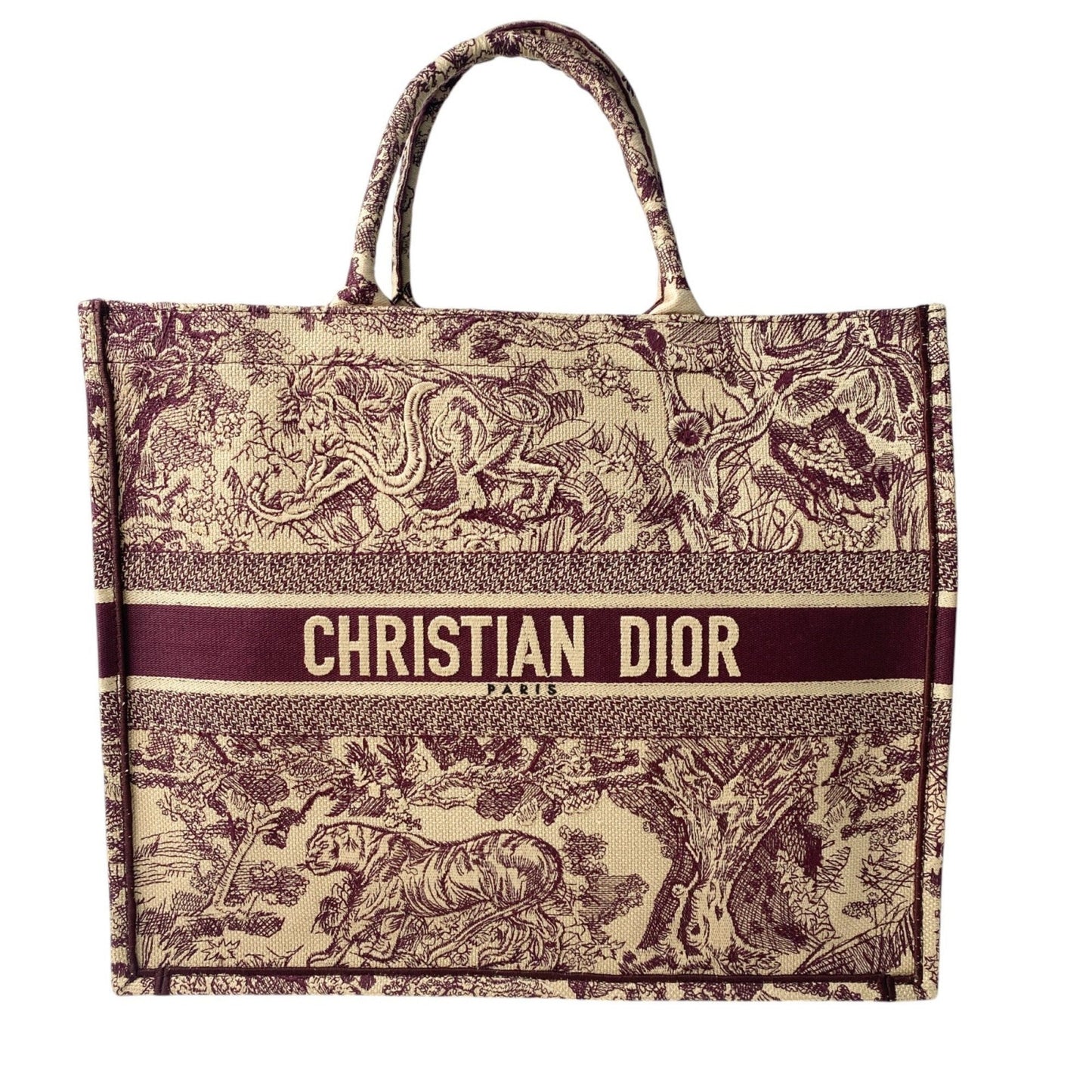 Christian Dior Bordeaux Brown Red Color Canvas Tote Bag ()
