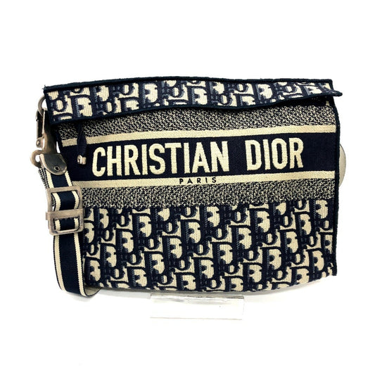 Christian Dior Navy Jacquard Shoulder Bag ()