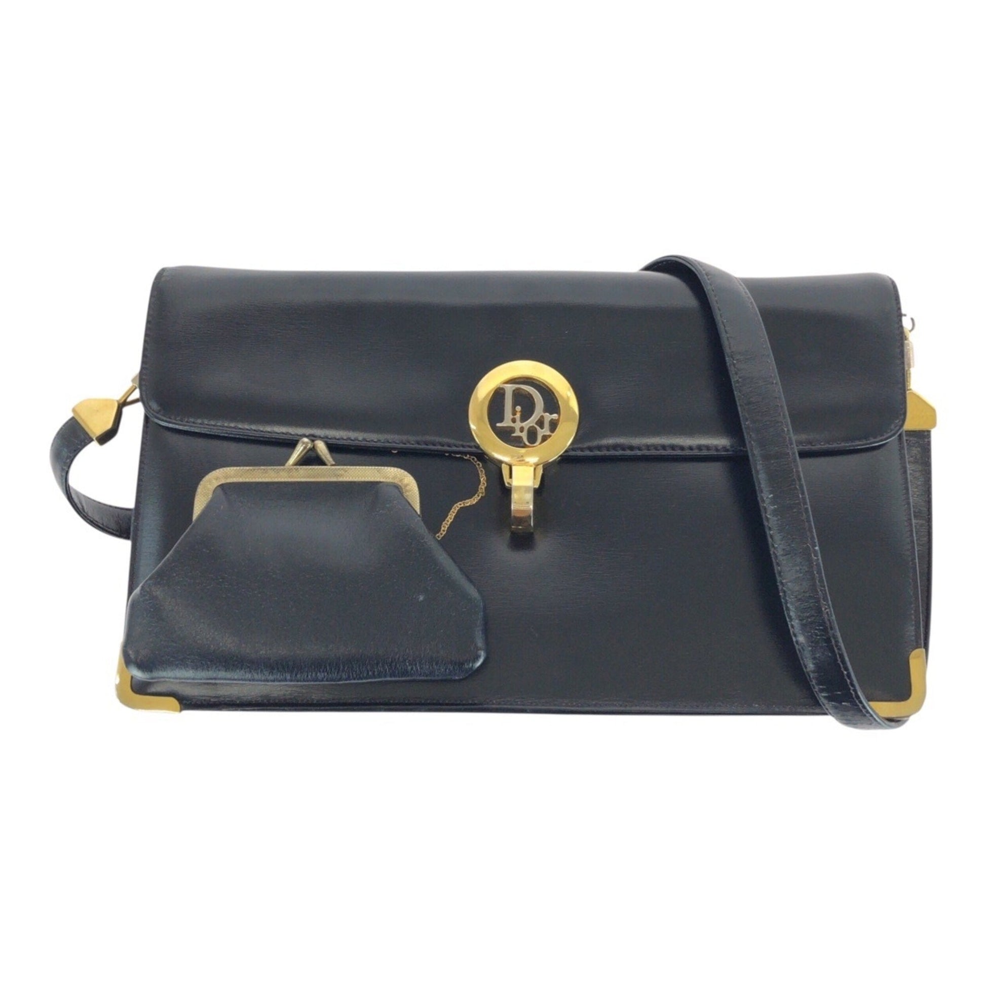 Christian Dior Black Leather Pochette Shoulder Bag ()