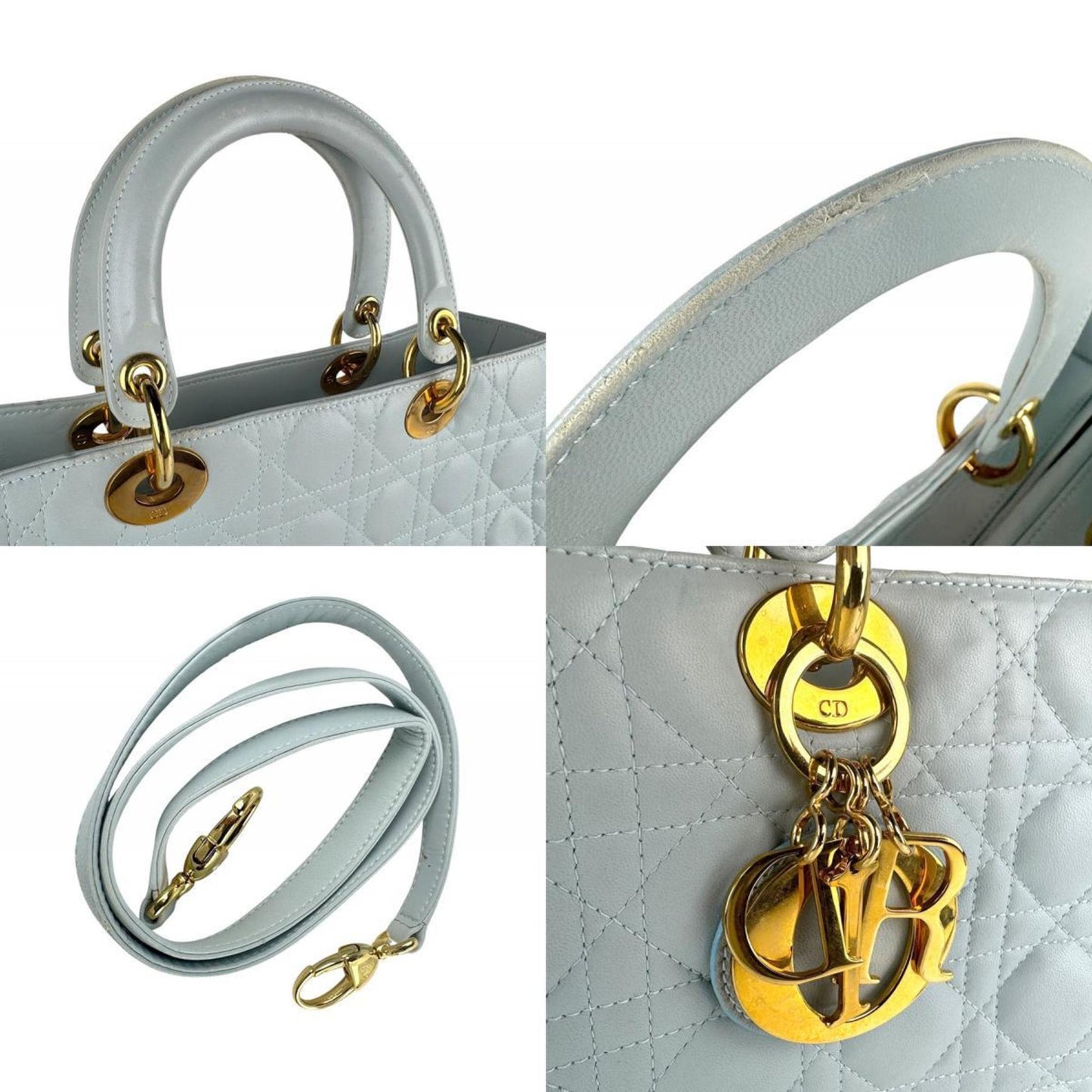 Christian Dior Light Blue Leather Handbag Shoulder Bag ()