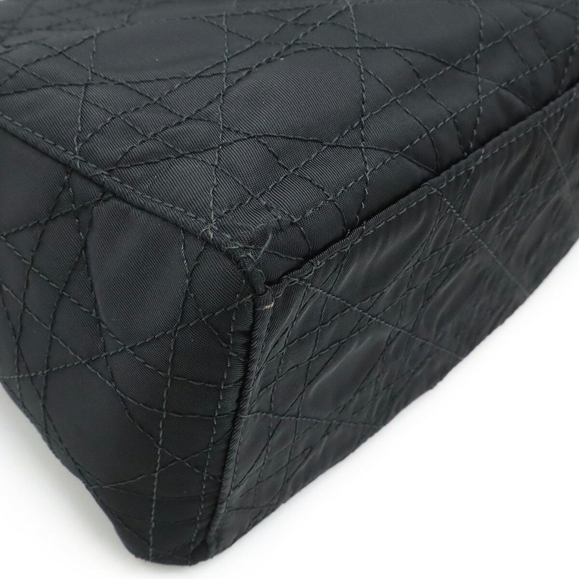 Christian Dior Black Nylon Leather Handbag Tote Bag ()