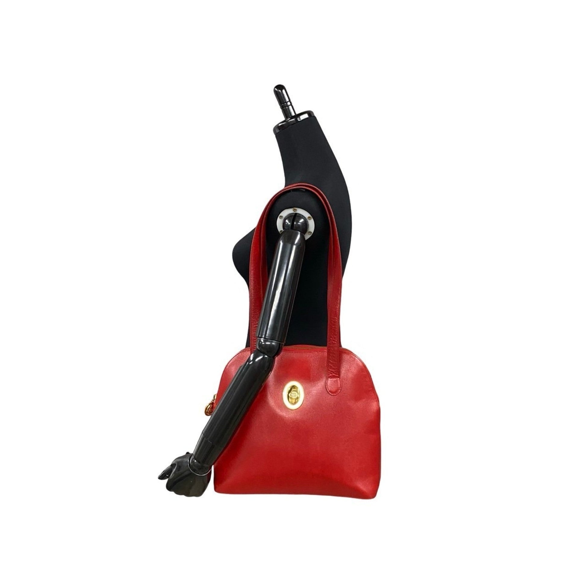 Christian Dior Red Color Leather Shoulder Bag Tote Bag ()