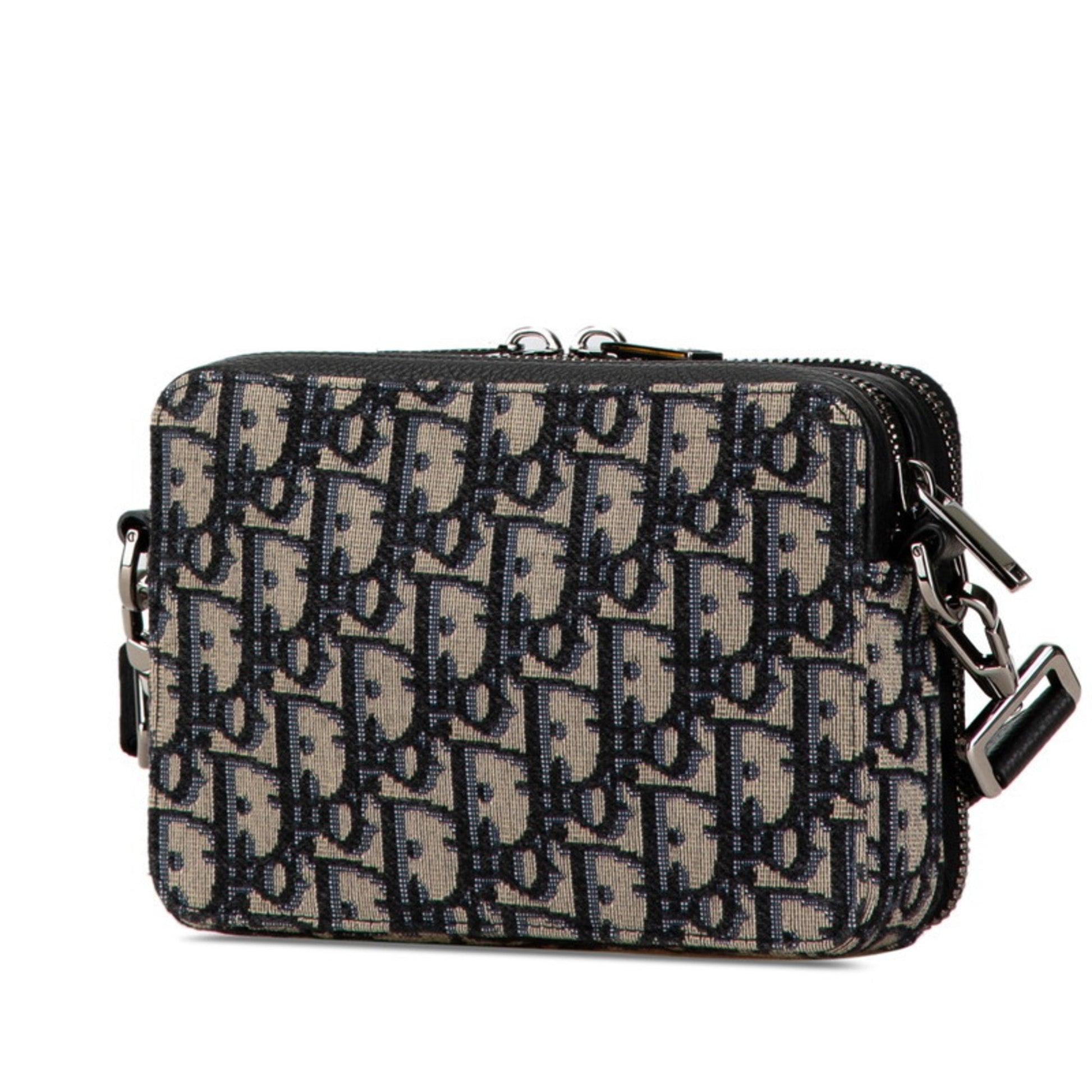 Christian Dior Beige Navy Jacquard Shoulder Bag ()