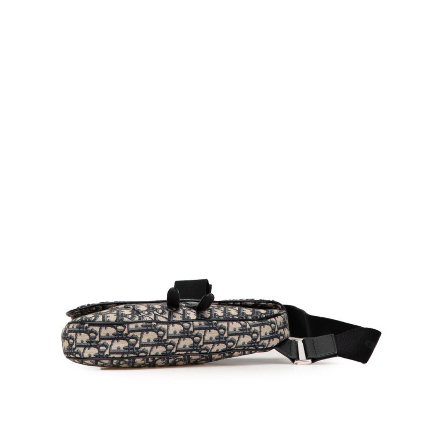 Christian Dior Beige Navy Canvas Leather Saddle Bag Shoulder Bag Sling Bag ()