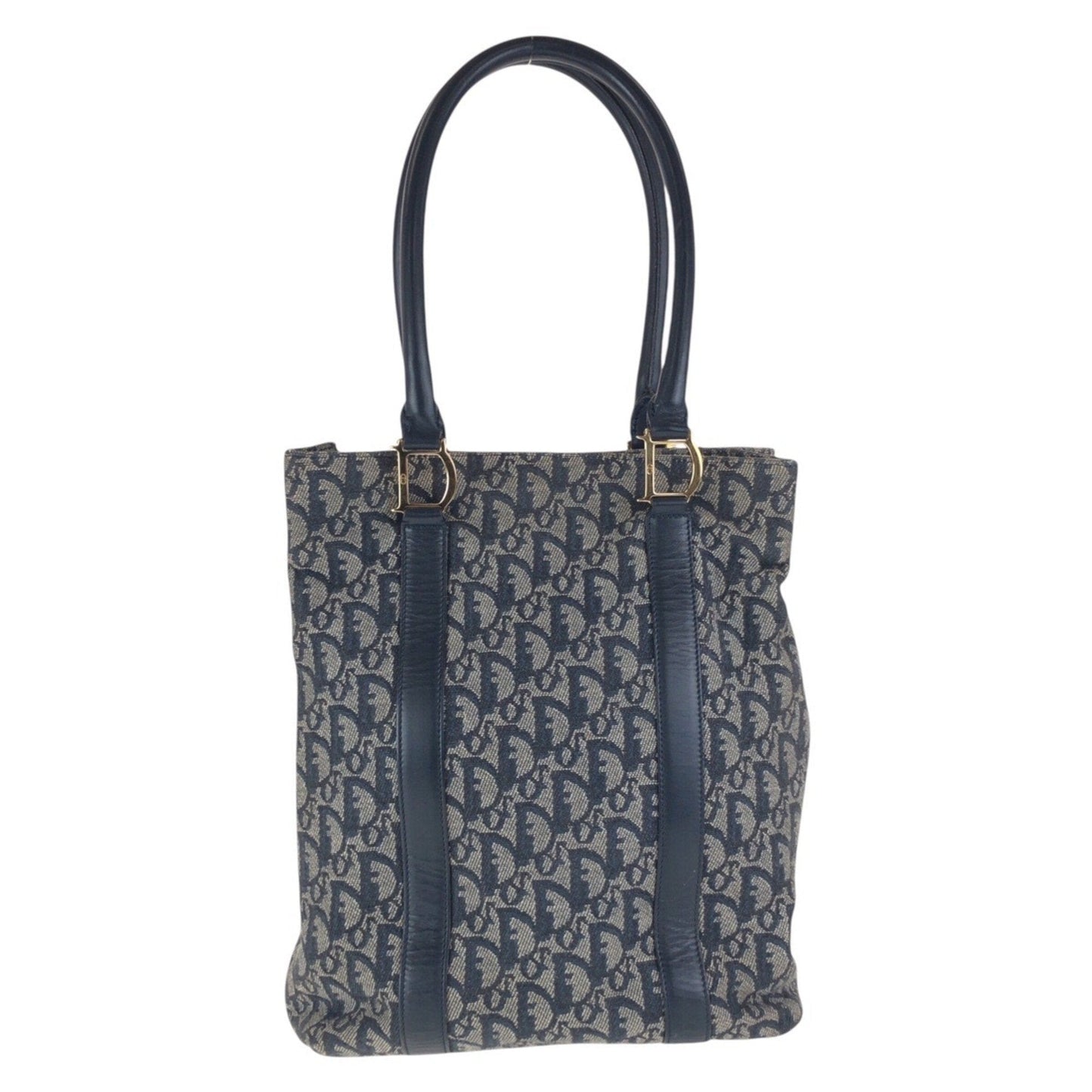 Christian Dior Navy Canvas Leather Shoulder Bag Tote Bag ()
