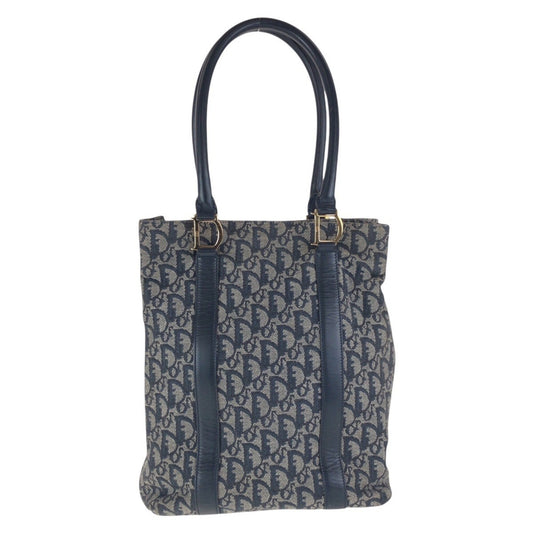 Christian Dior Navy Canvas Leather Shoulder Bag Tote Bag ()