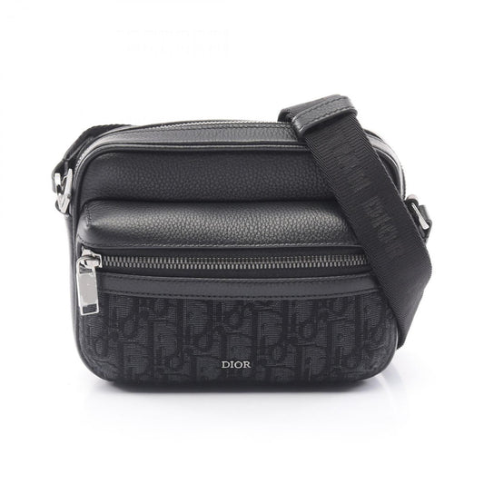 Christian Dior Black Canvas Leather Messenger Bag Shoulder Bag ()