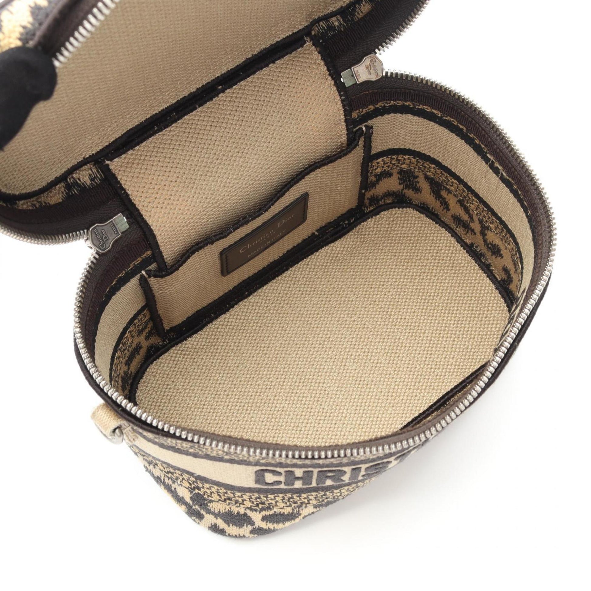 Christian Dior Beige Black Canvas Handbag ()