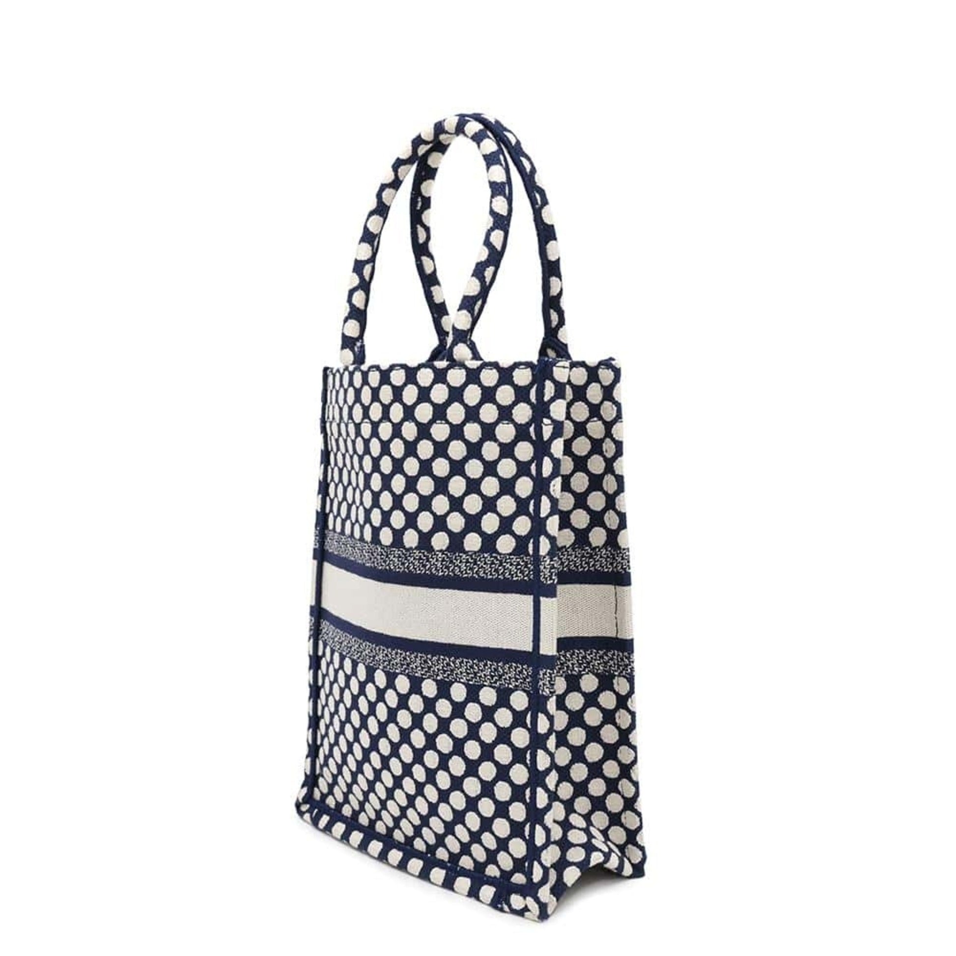 Christian Dior Navy White Canvas Handbag ()