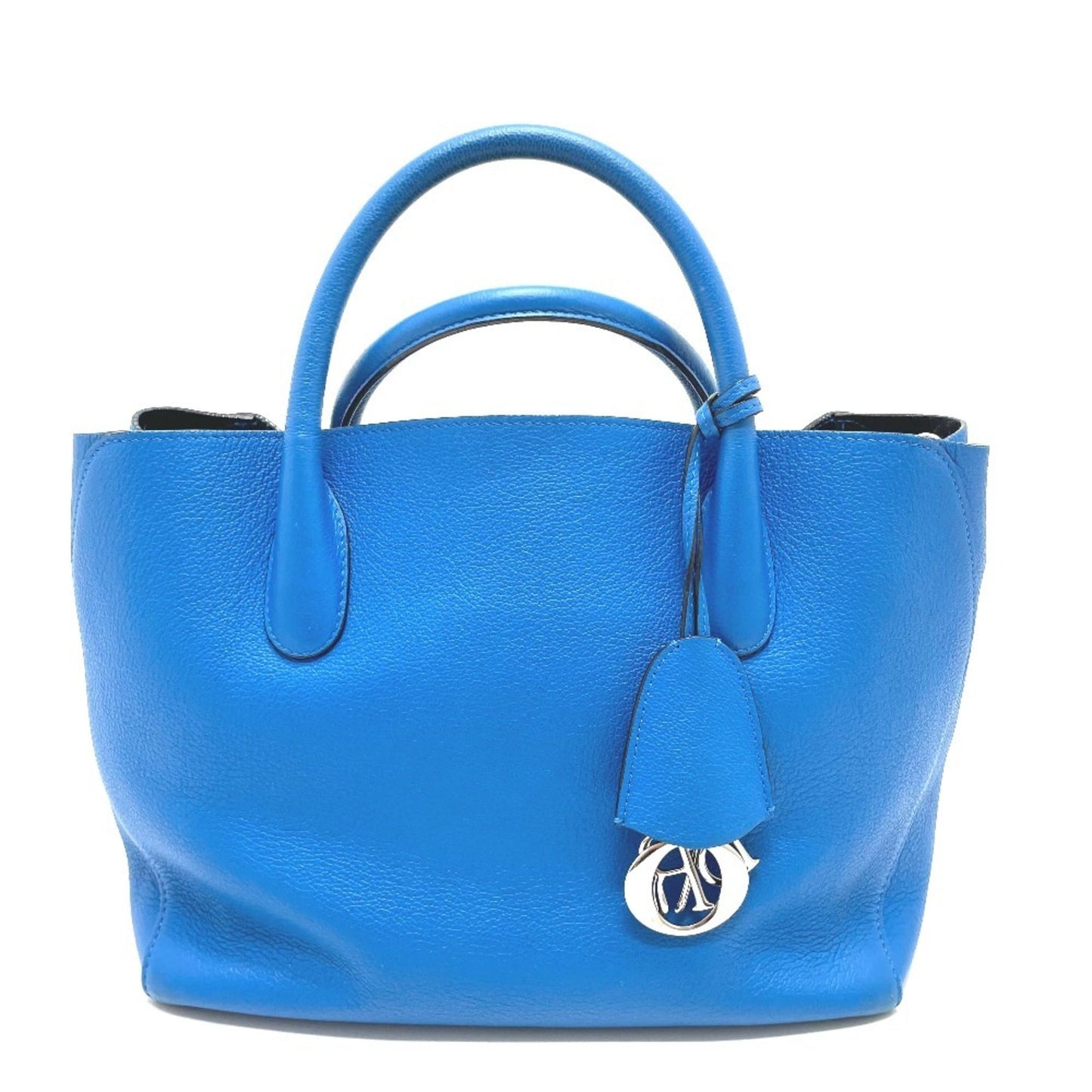 Christian Dior Blue Leather Handbag Shoulder Bag Tote Bag ()