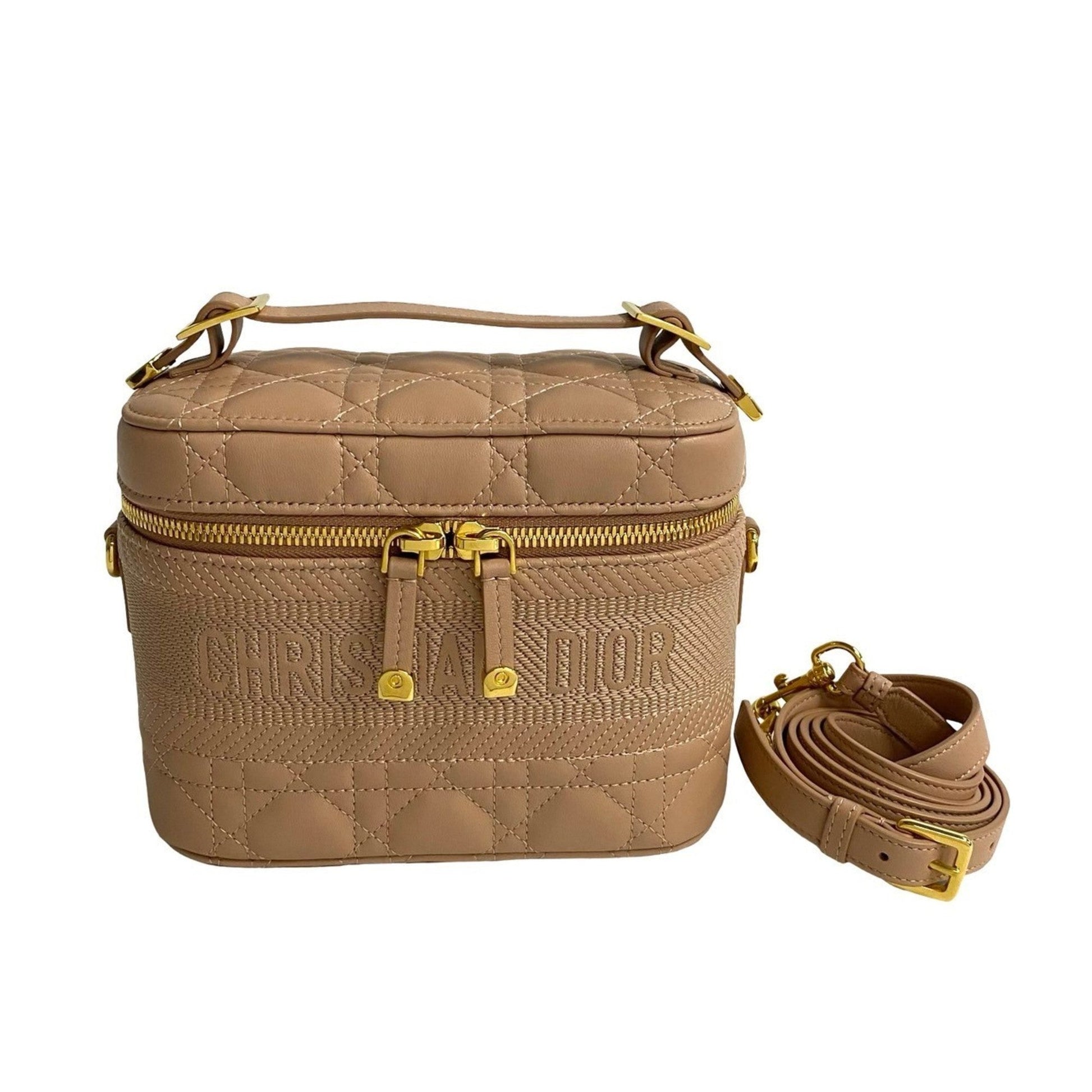 Christian Dior Pink Beige Leather Shoulder Bag ()