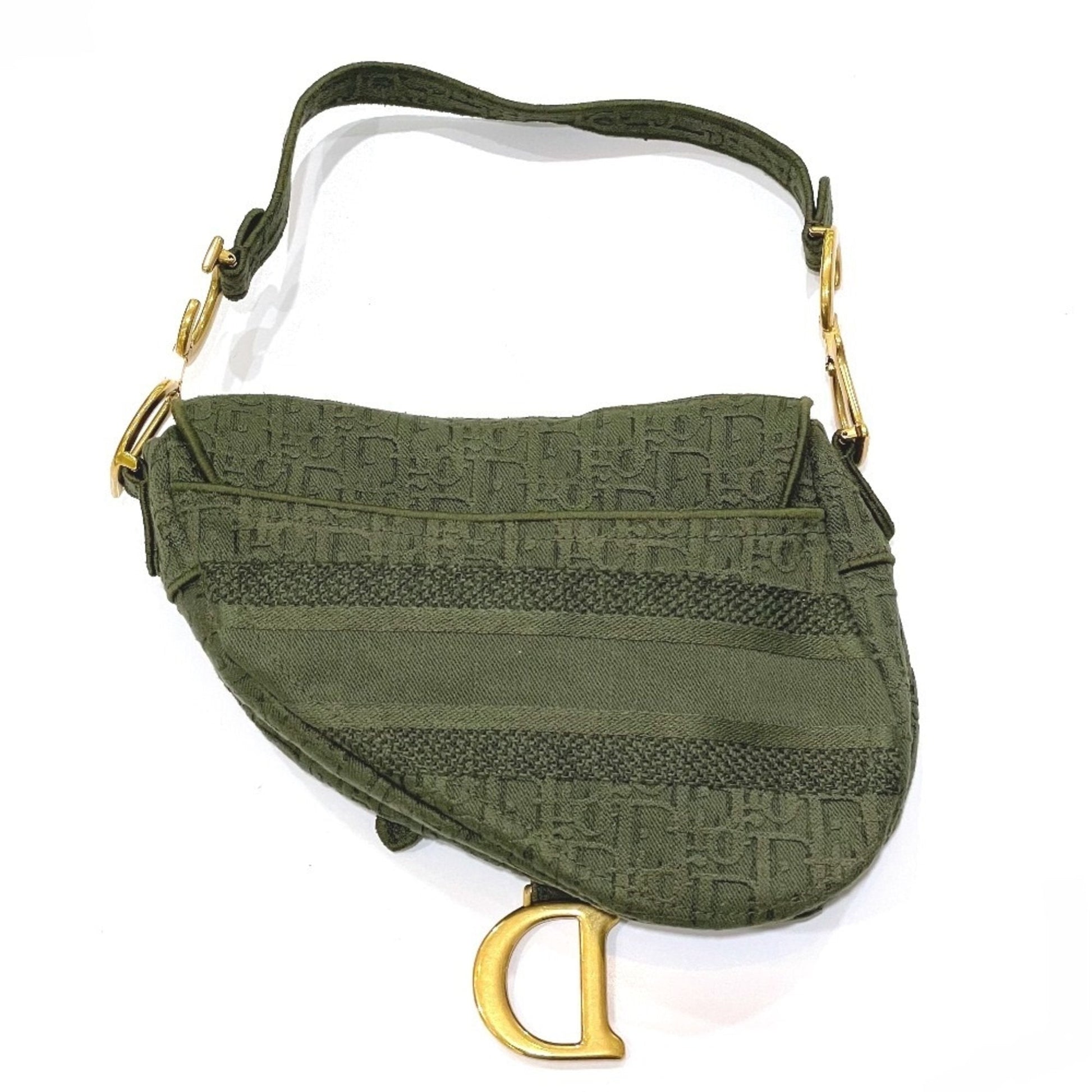 Christian Dior Khaki Canvas Handbag Saddle Bag ()