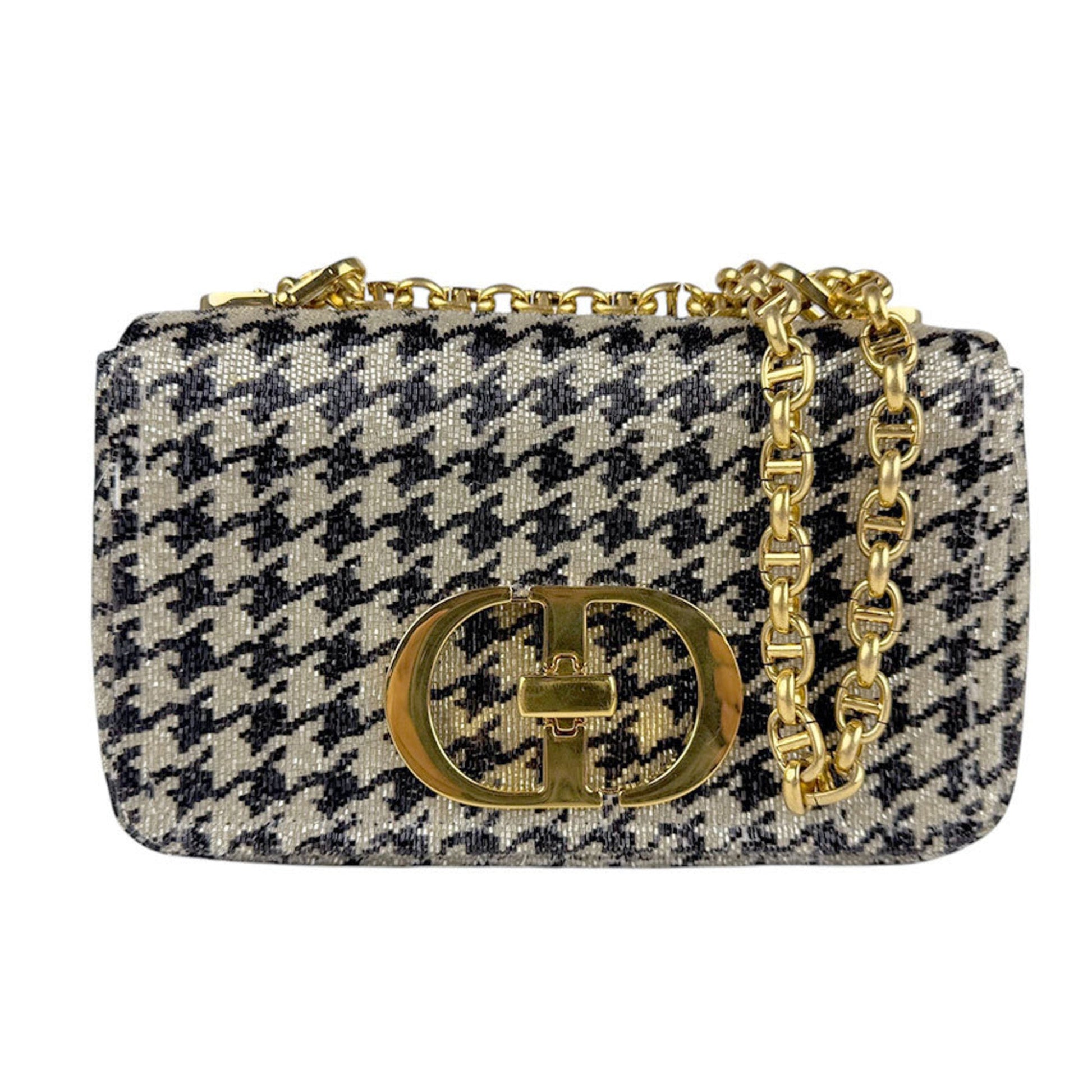 Christian Dior Beige Black Beads Shoulder Bag ()