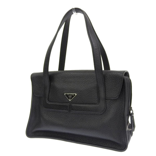 Prada stitch ribbon shoulder Bag leather black