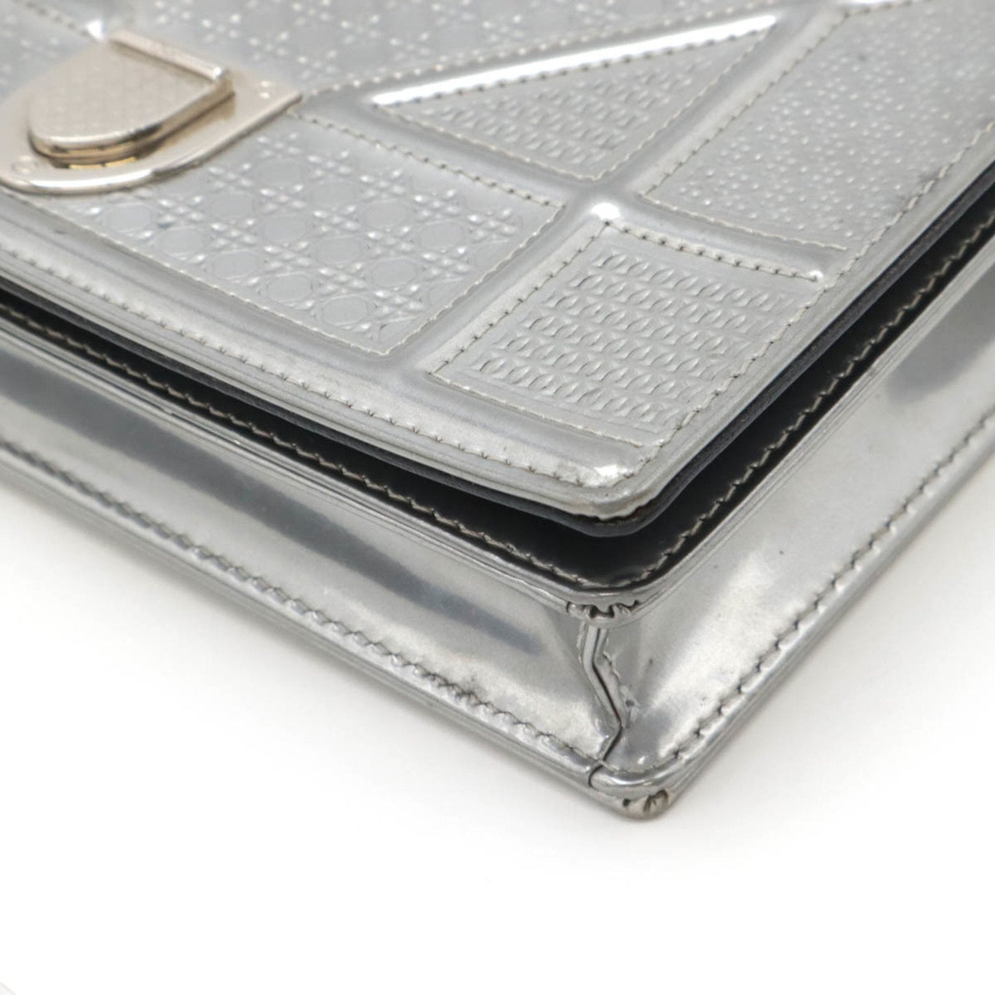 Christian Dior Silver Patent Leather Clutch Bag Pochette ()