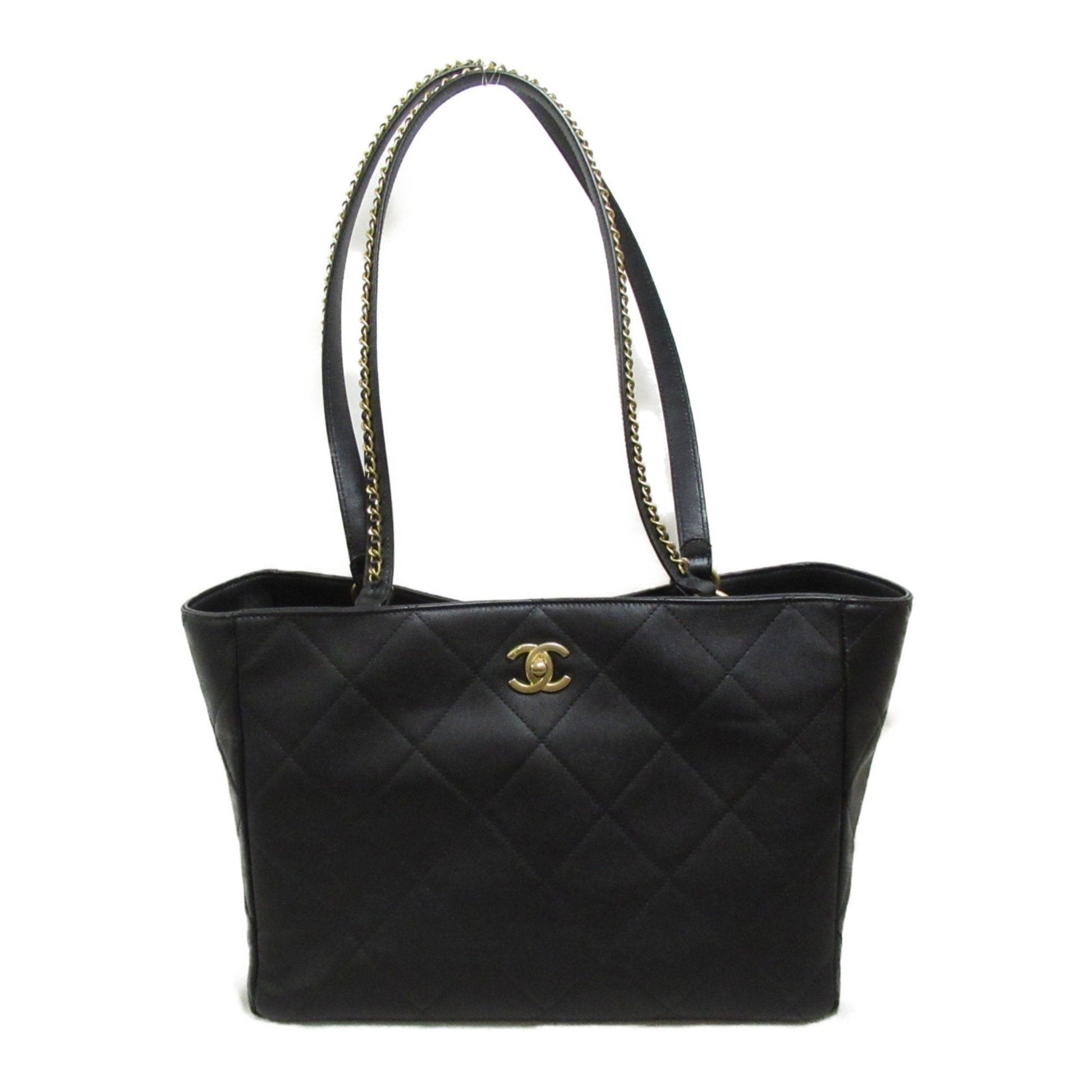 CHANEL Bag Leather Women's Black AS3537