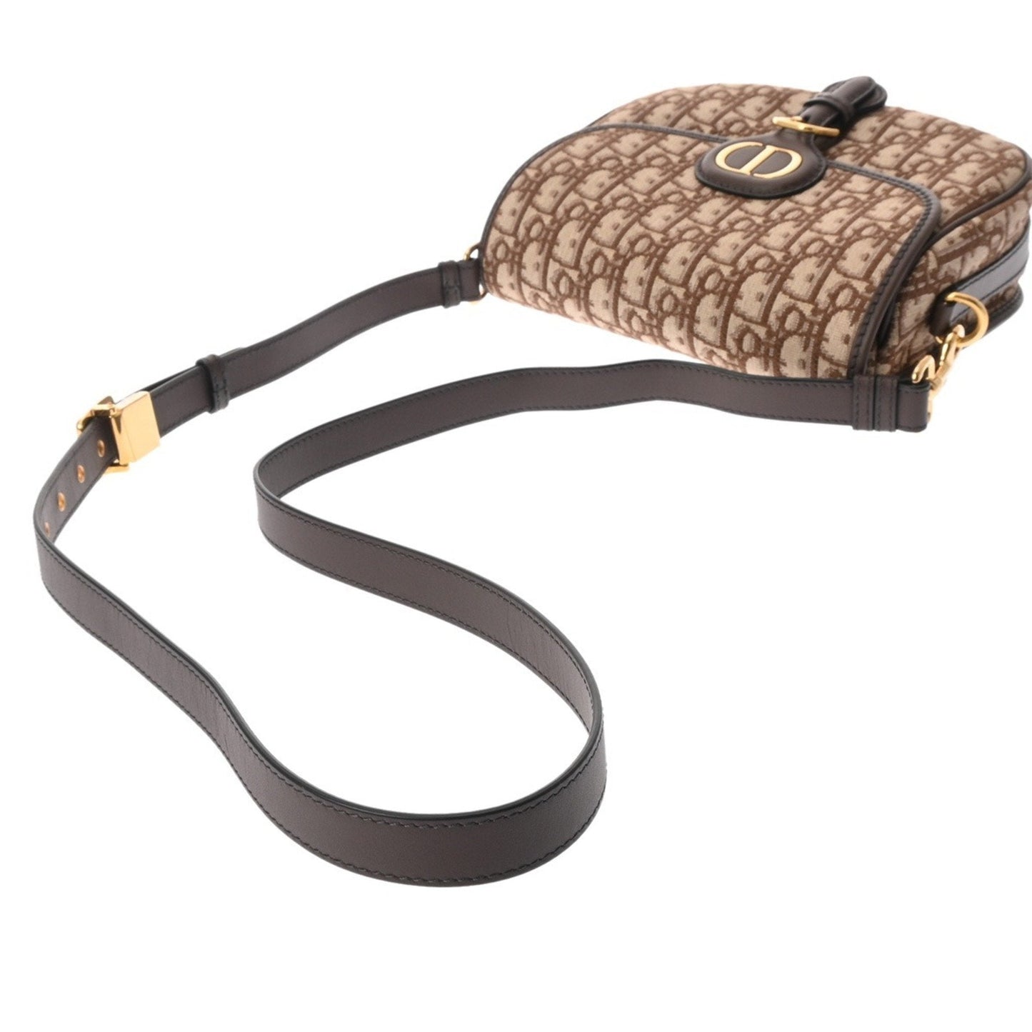 Christian Dior Brown Jacquard Leather Shoulder Bag ()