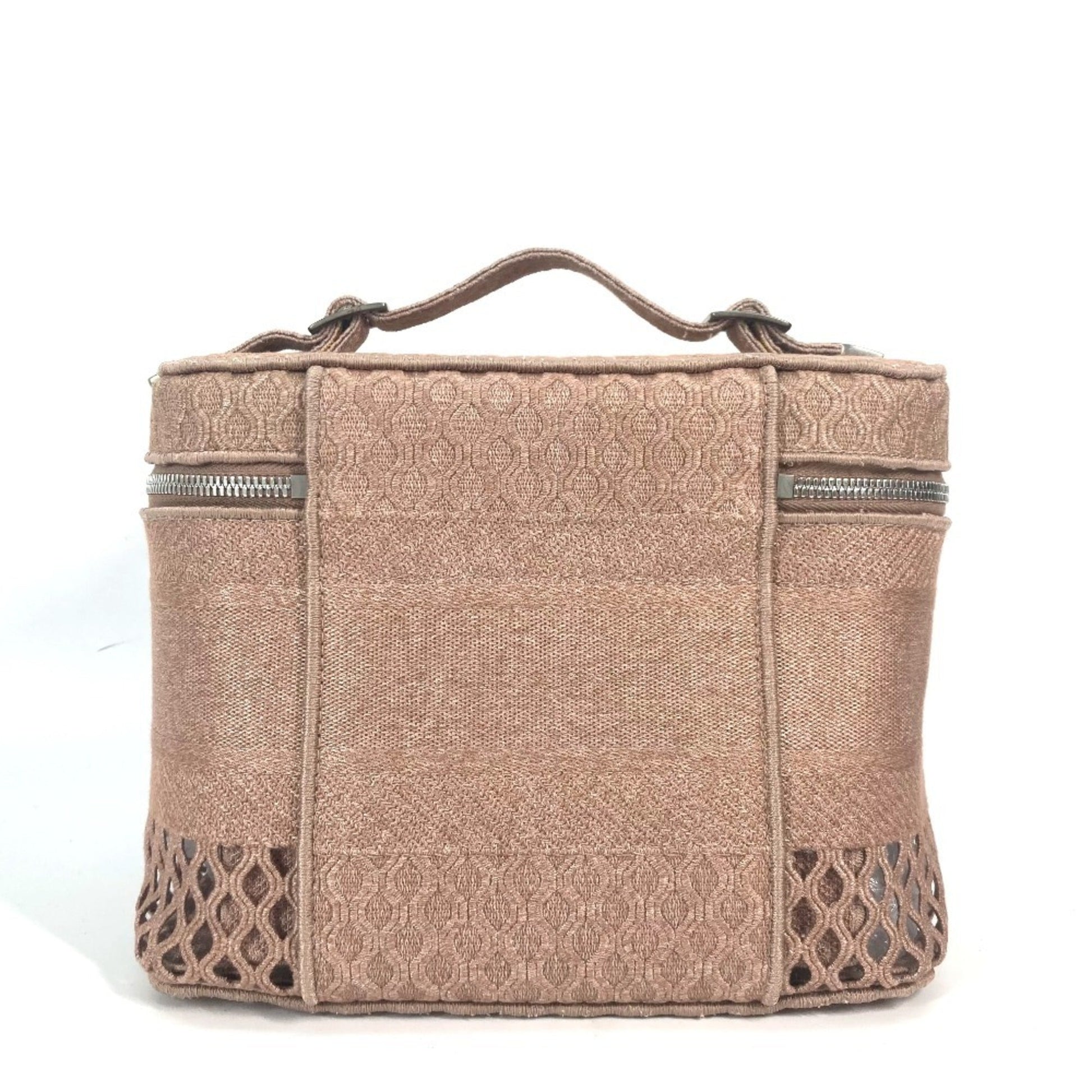 Christian Dior Pink Canvas Handbag Vanity Bag ()
