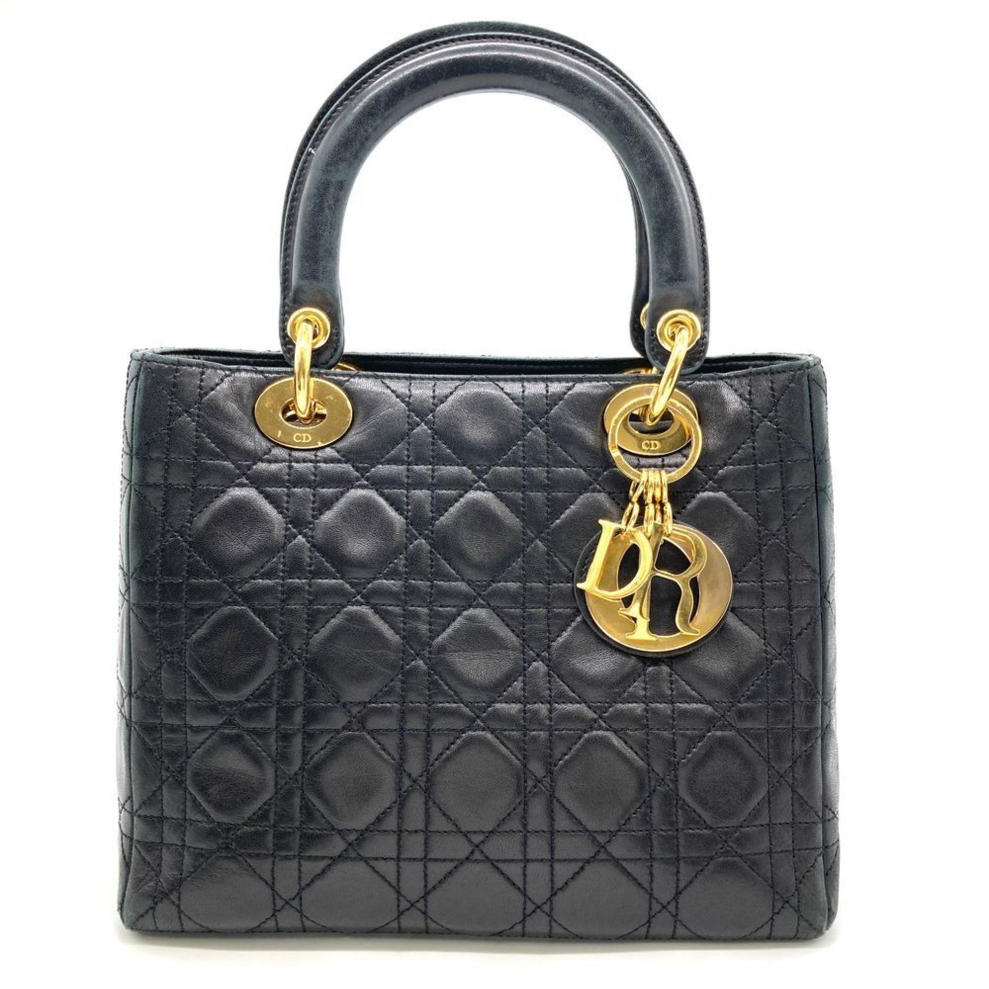 Christian Dior Lady Dior Black Leather Handbag ()