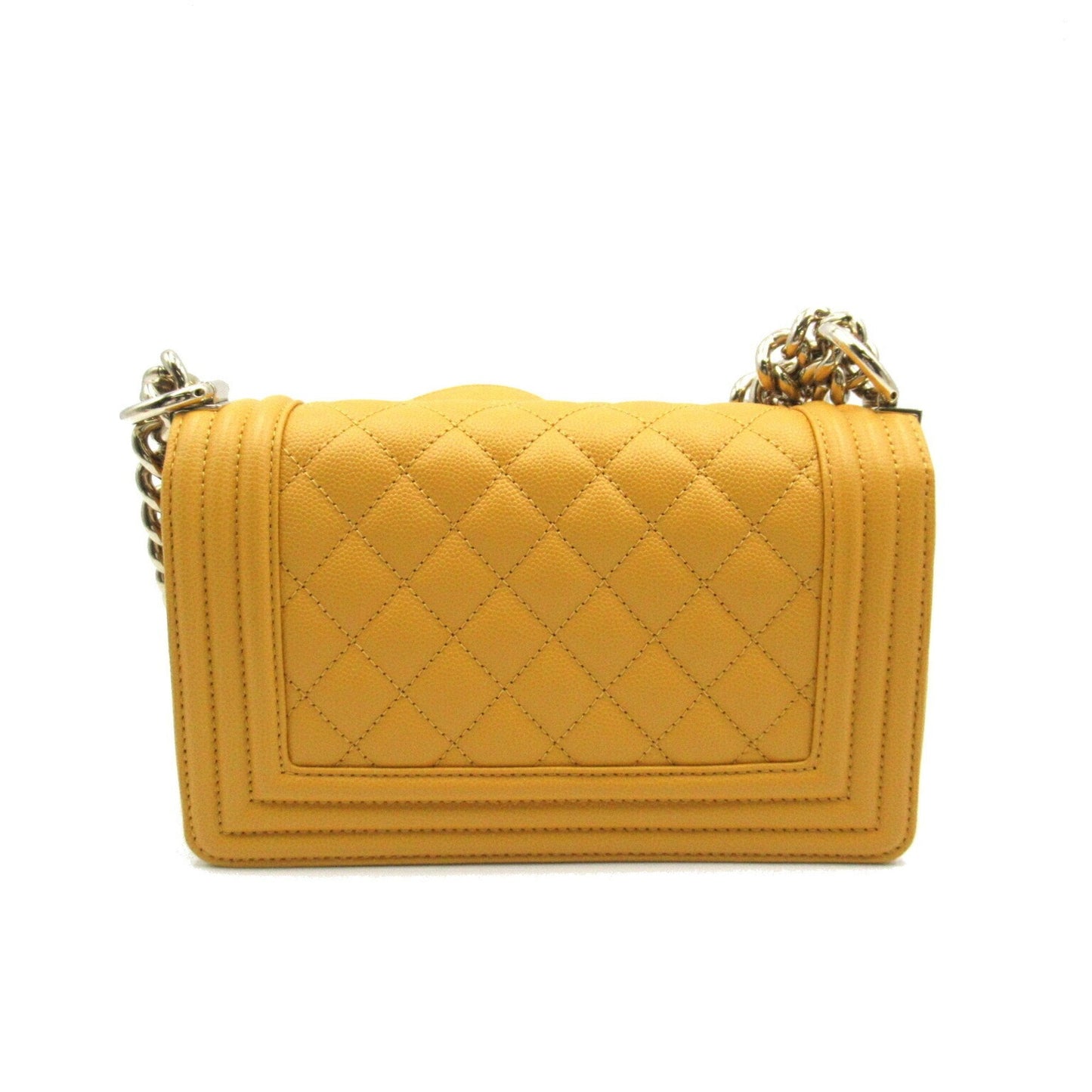 CHANEL Boy Chanel Chain Shoulder Bag, Caviar Skin (Grained Calf), Women's, Yellow, A67085