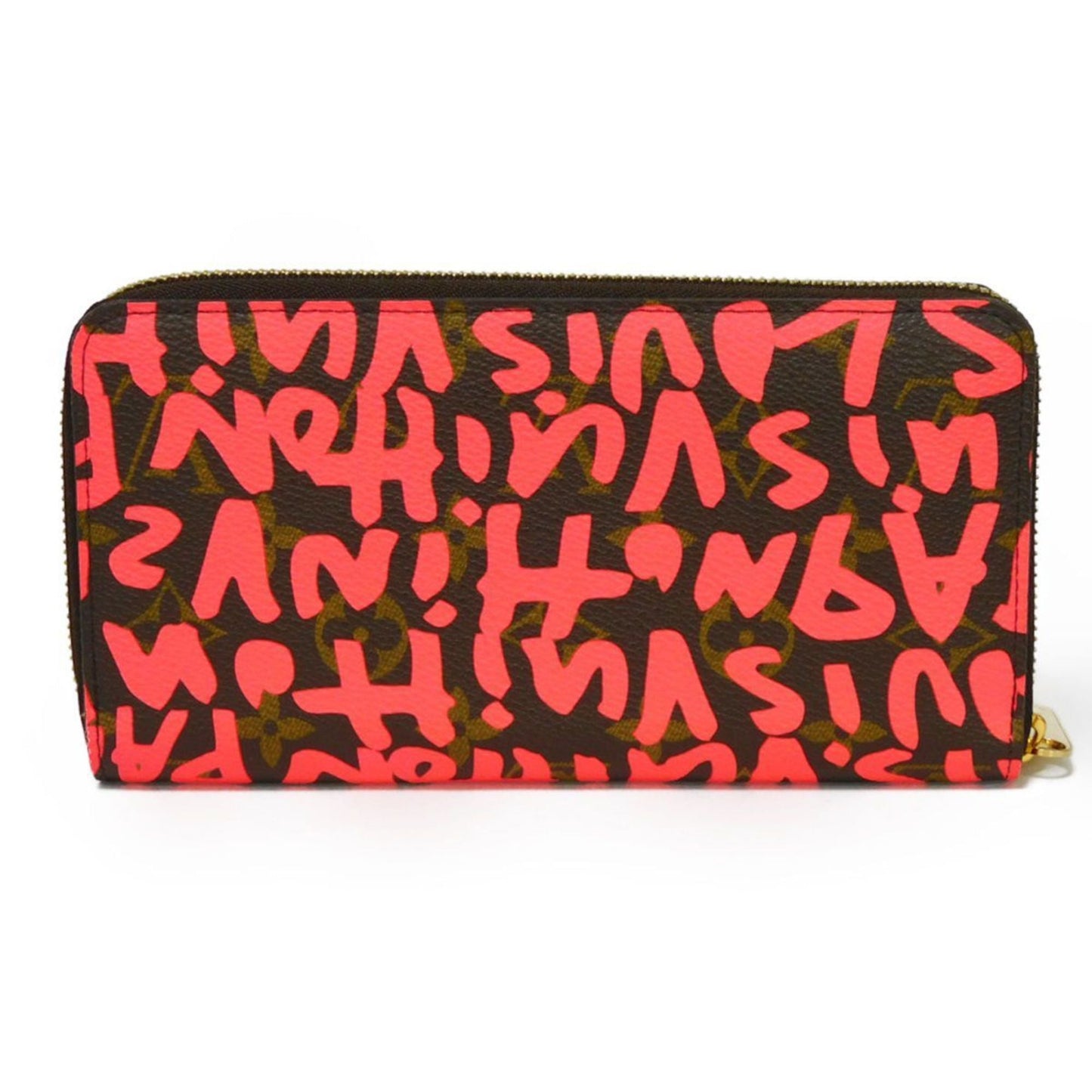 LOUIS VUITTON Long Wallet Zippy Maron Fluorescent Pink Old Model Round Zipper Monogram Graffiti Fuchsia M93710 Men's Women's