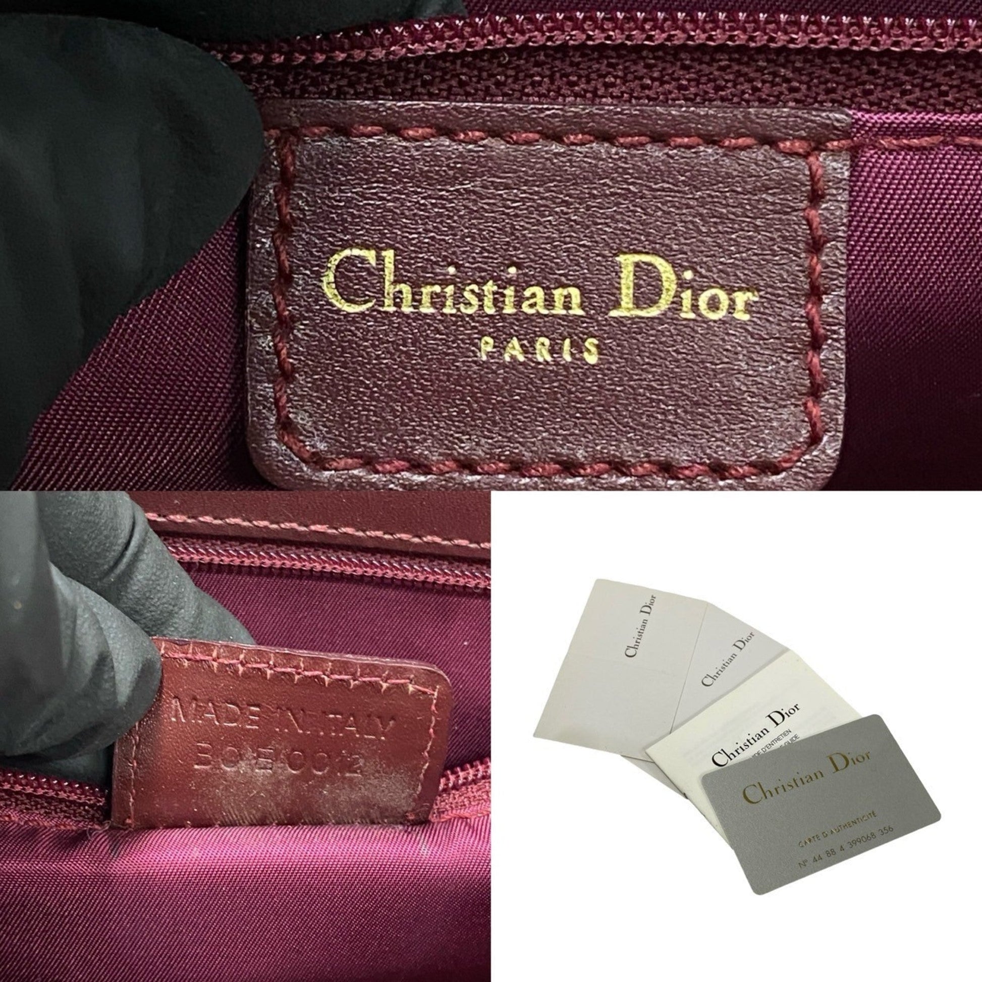 Christian Dior Red Color Canvas Leather Handbag Tote Bag ()
