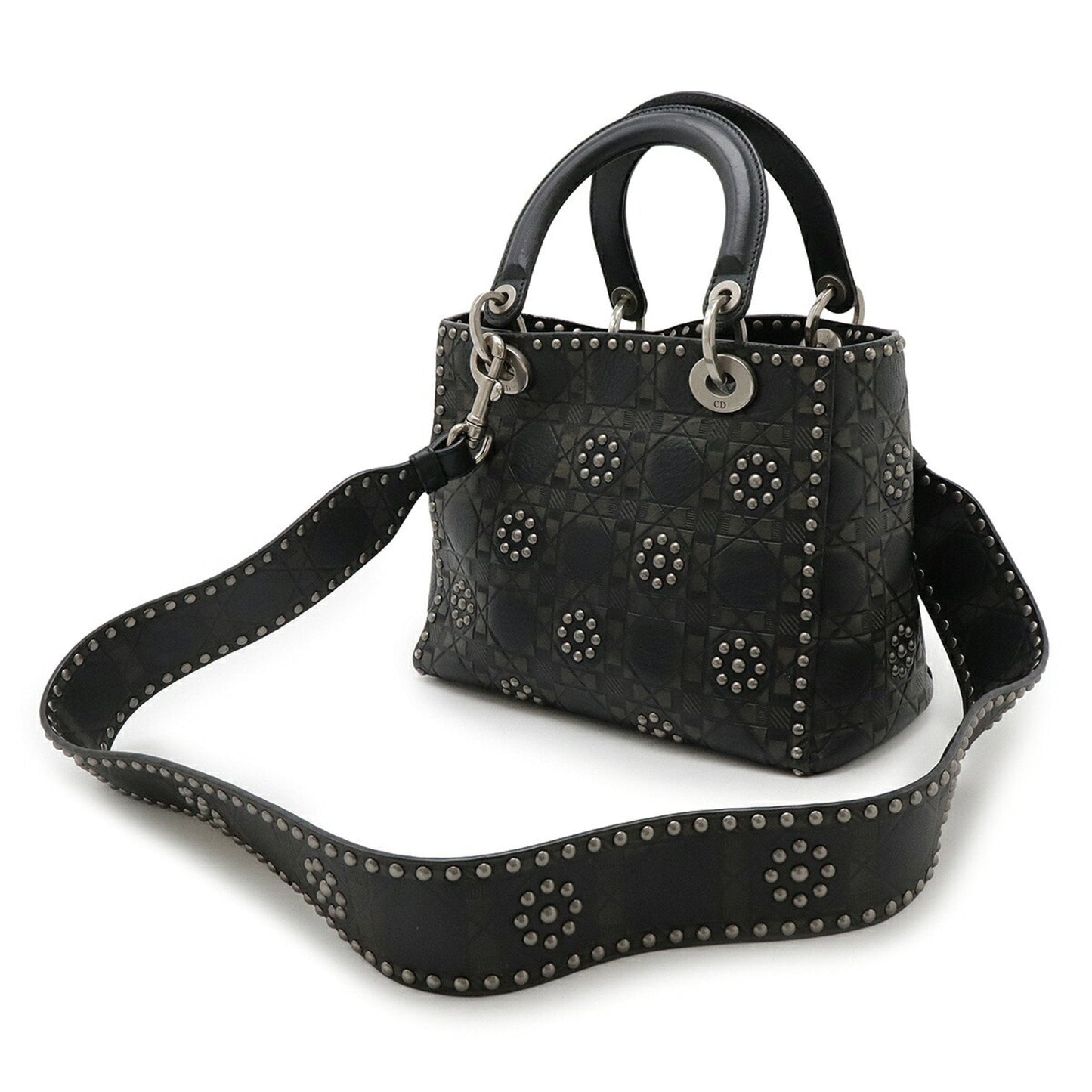 Christian Dior Black Khaki Leather Handbag Shoulder Bag ()