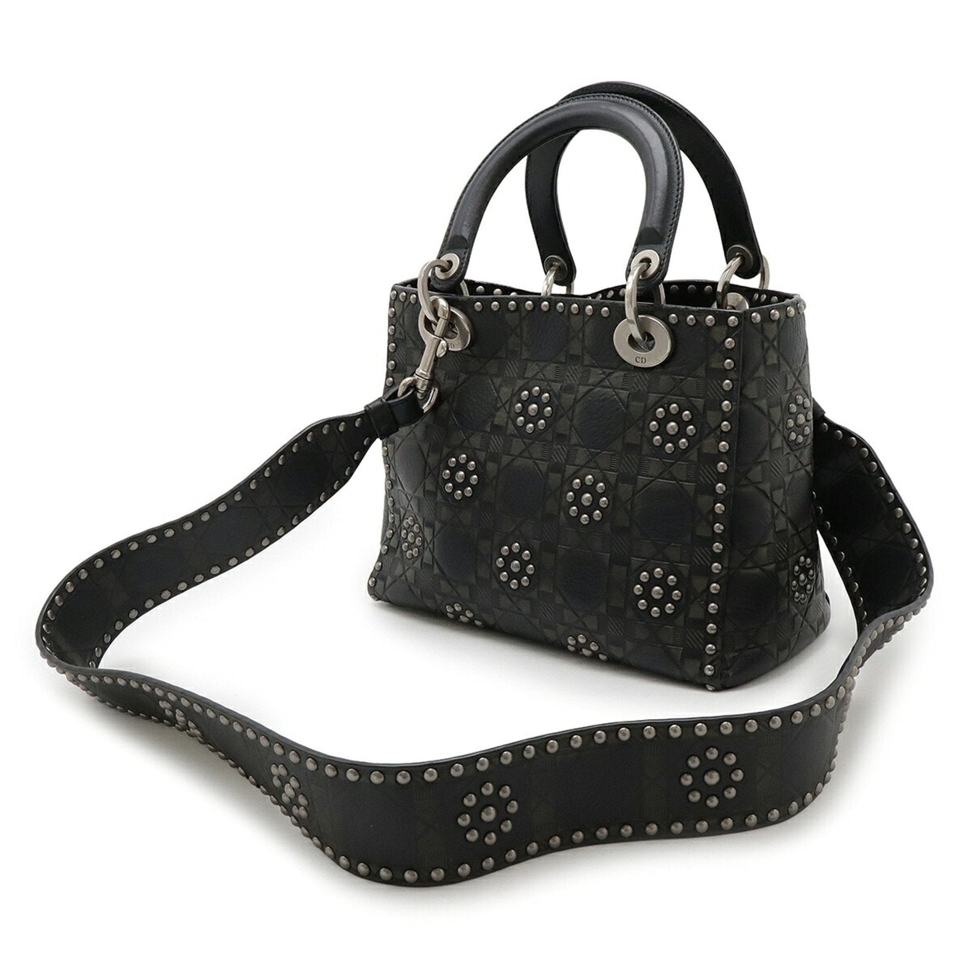 Christian Dior Black Khaki Leather Handbag Shoulder Bag ()